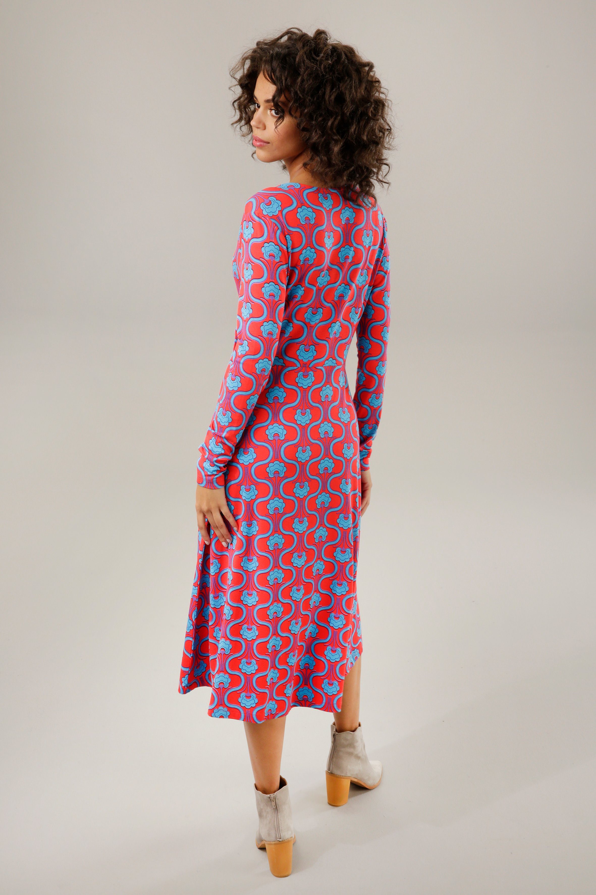 Aniston CASUAL Jerseykleid mit trendigem Retromuster bedruckt | Jerseykleider