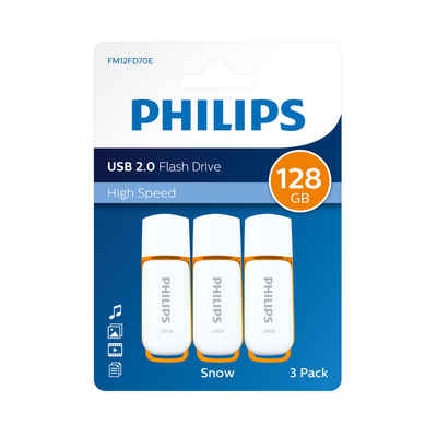 Philips FM12FD70E/00 USB-Stick (USB 2.0, Lesegeschwindigkeit 23,00 MB/s, 128 GB USB-Stick, Sunrise Orange, 3er-Pack)