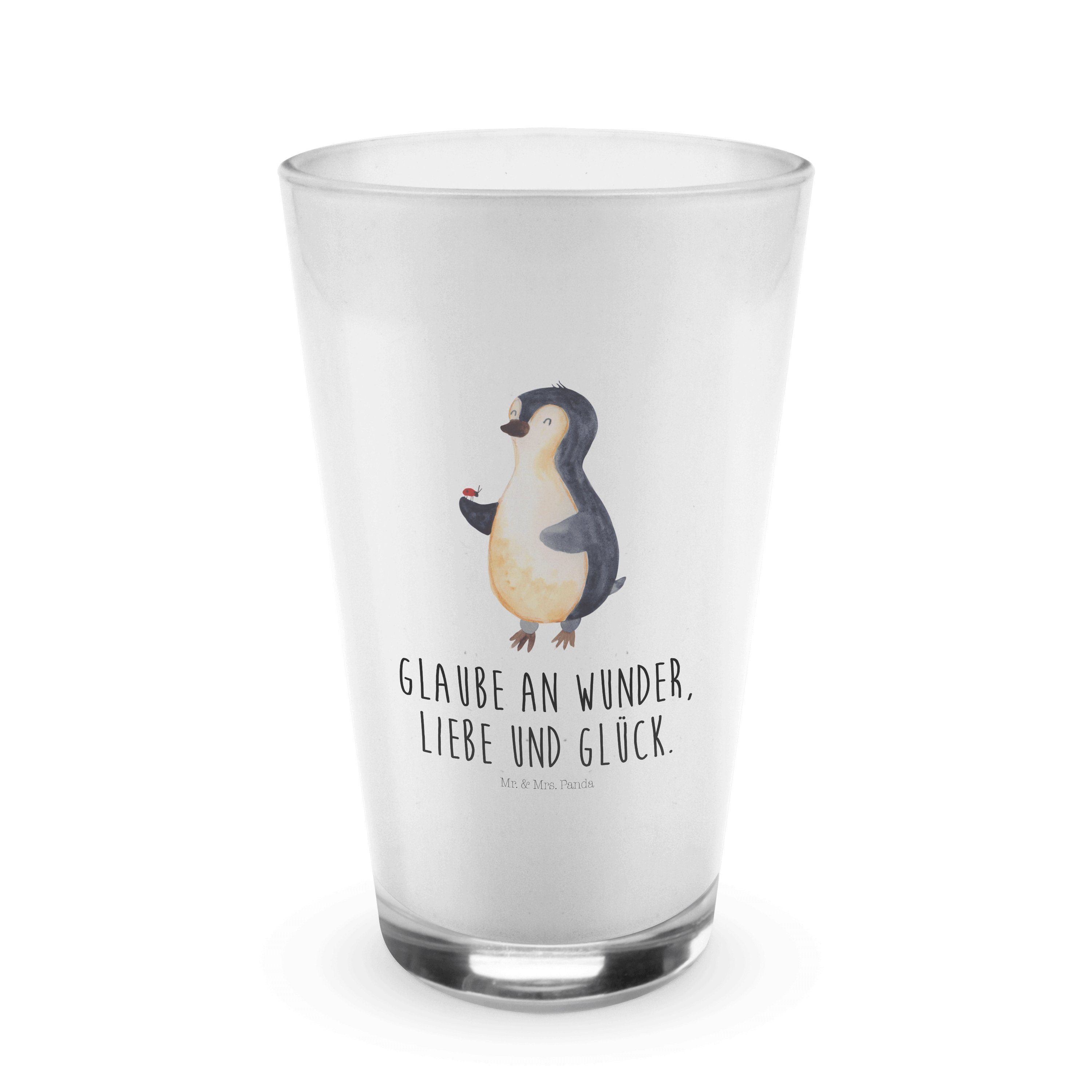 Glas Mr. Marienkäfer Premium Panda Pinguin - Mrs. Pingui, Glas Geschenk, & Glas, Cappuccino Transparent -