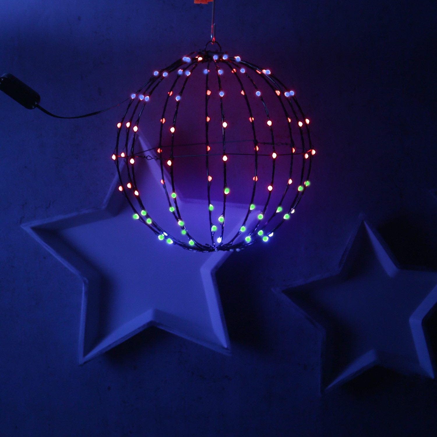 MARELIDA LED Kugelleuchte Drahtkugel Leuchtkugel 30cm Farbwechsel bunte Lichtshow Innen Außen, LED Classic, mehrfarbig / bunt