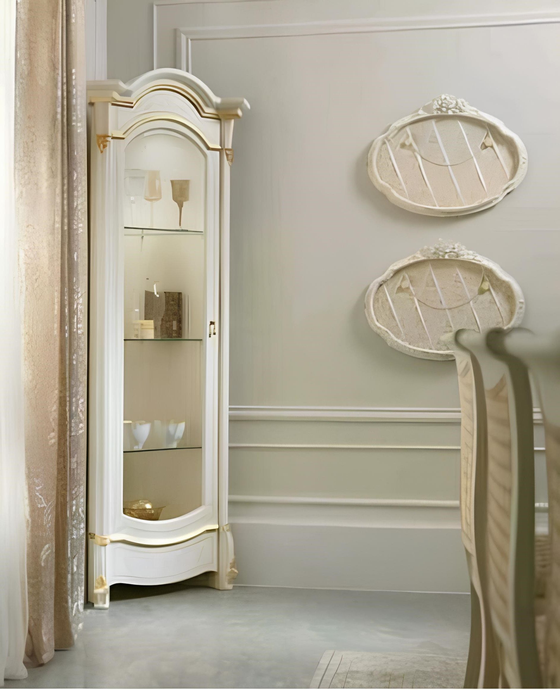 Xlmoebel Eckvitrine Eckvitrine aus Holz und Glas im modernen Design in Weiß (1-St., Vitrine) Hergestellt in Europa