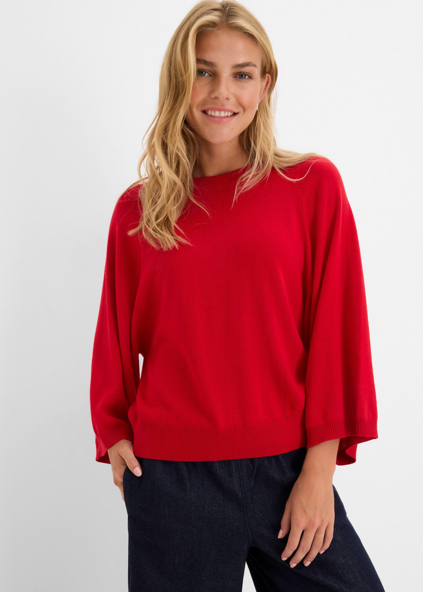bonprix Strickpullover im Oversize-Schnitt, mit 3/4-Ärmeln, eleganter Stil