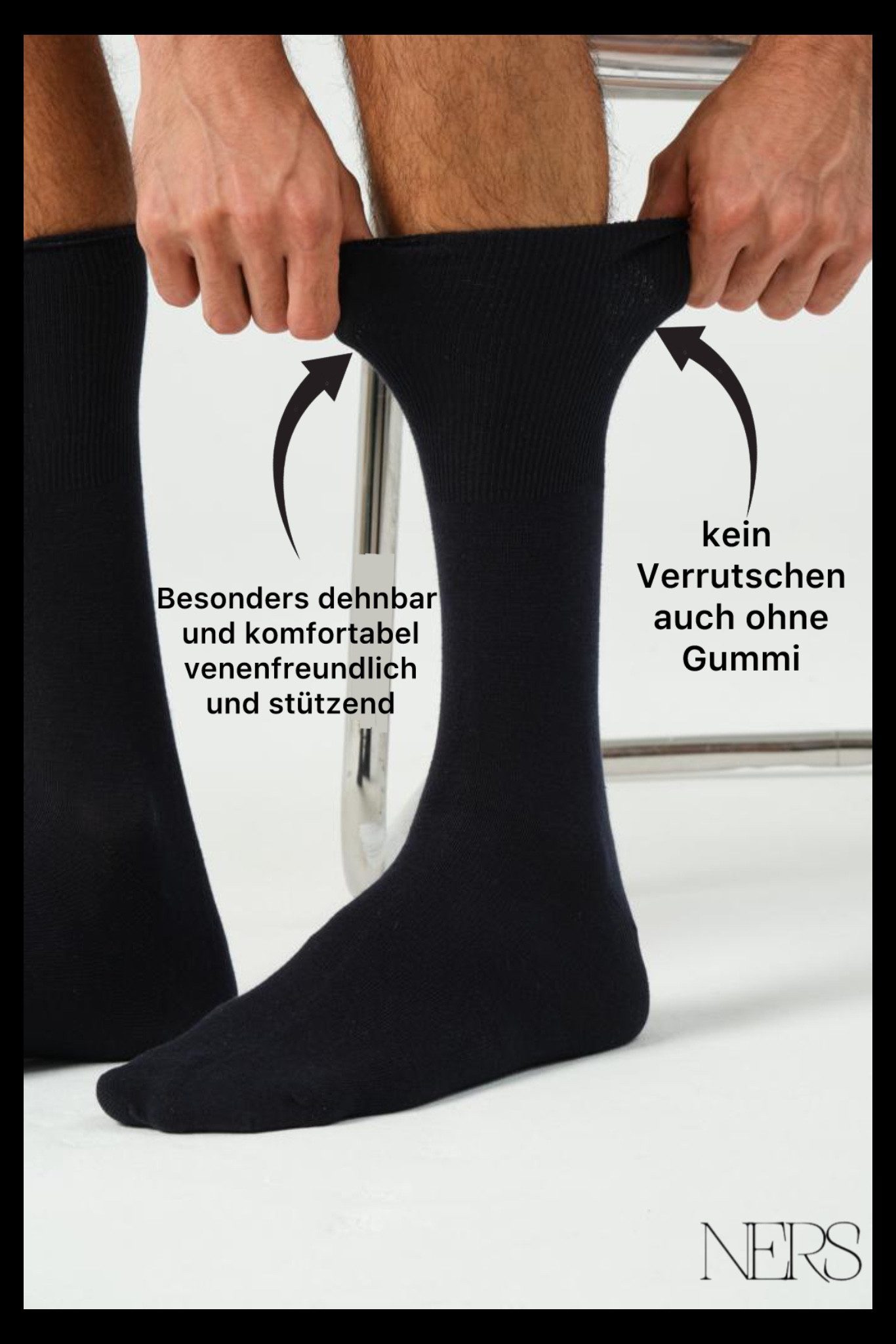 NERS Gesundheitssocken (6 Paar) aus Baumwolle für Damen & Herren Socken ohne Naht & Gummibund (6-Paar, 6 Paar) Ideal für Diabetikersocken, atmungsaktiv & druckfrei, Venefreundlich