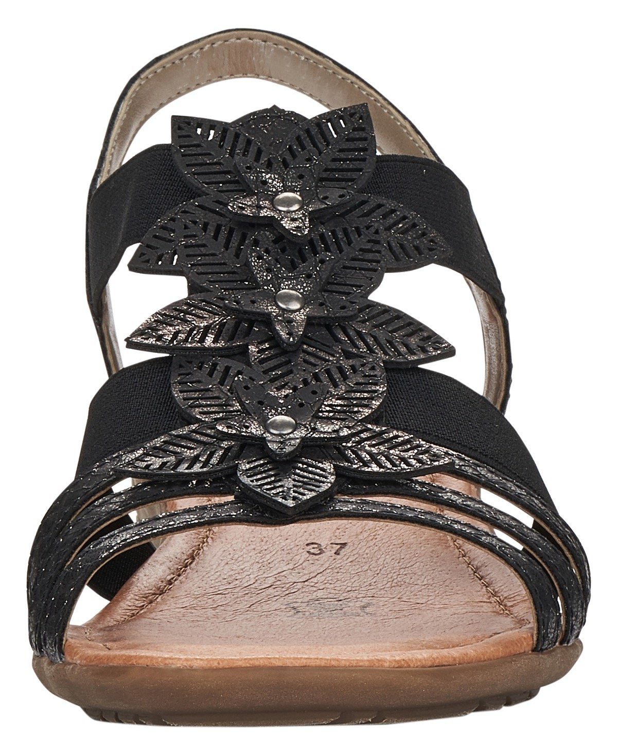 schwarz mit Sandale Blütenapplikation Remonte