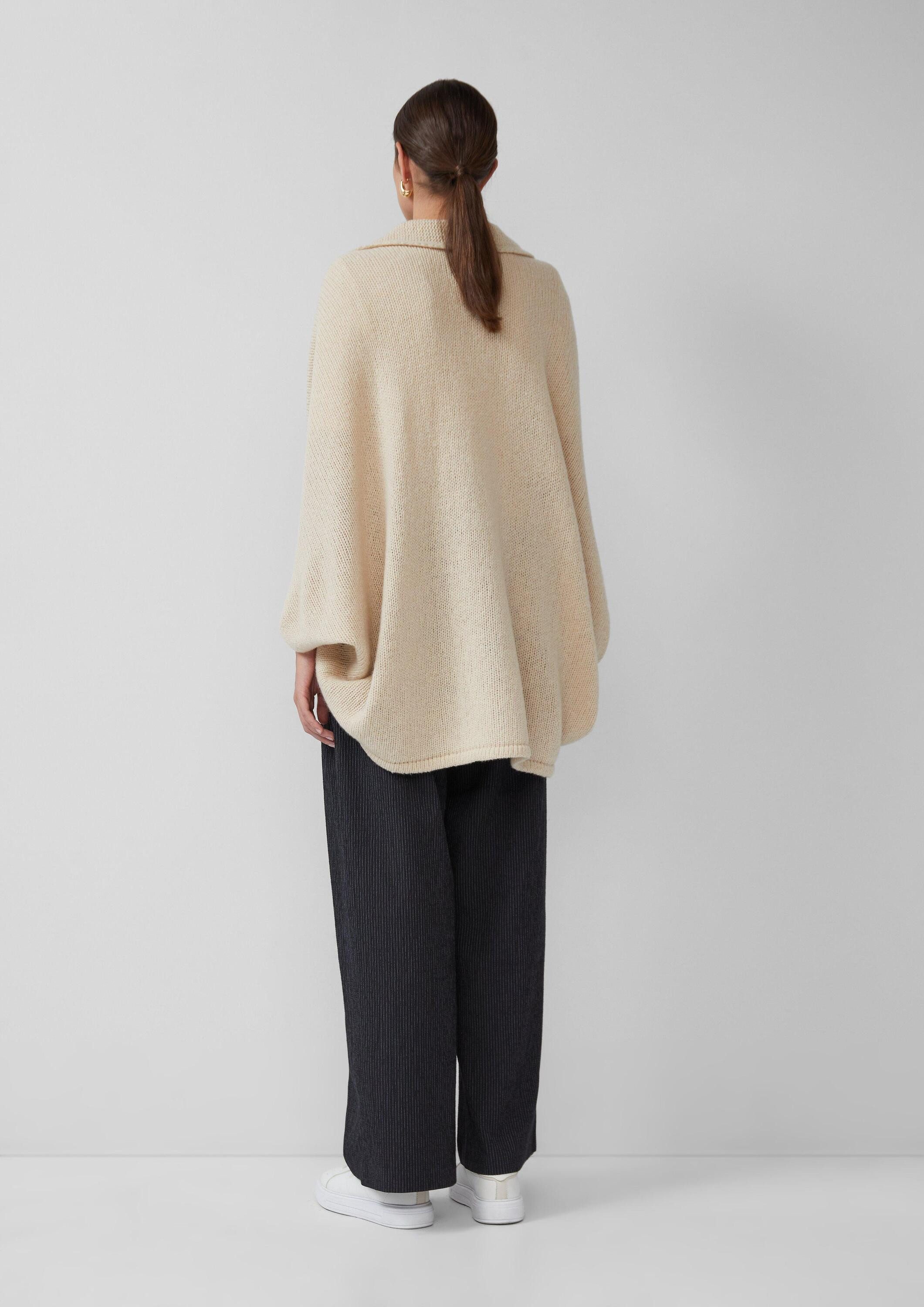 s.Oliver Poncho Strickjacke Offene Grobstrickjacke mit Schalkragen
