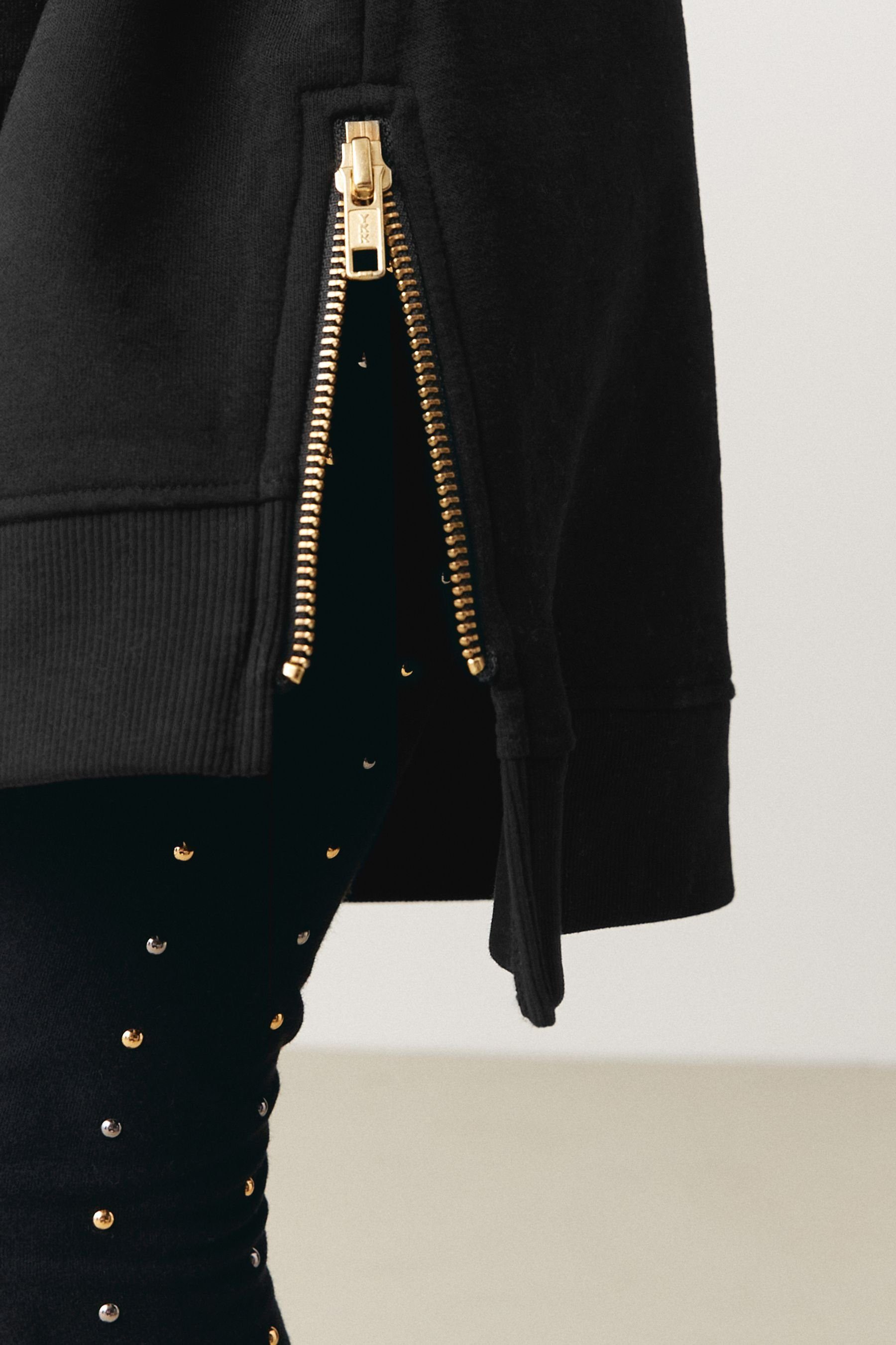 Black/Gold/Bronze Embroidered Strickkleid Weiches (1-tlg) Pulloverkleid Next