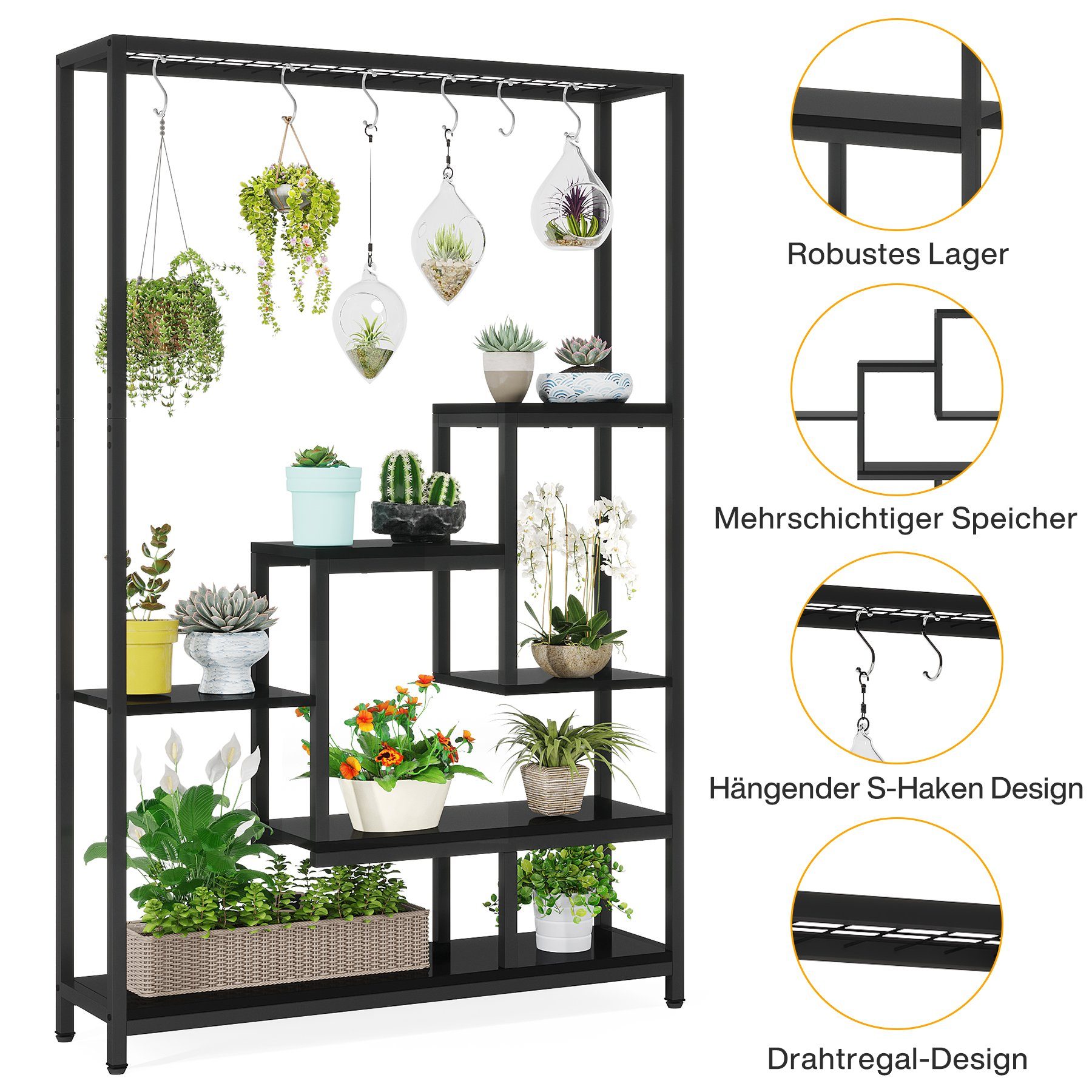 Tribesigns Blumenständer 5 Ebenen Pflanzenregal mit 10 S-Haken – Bild 5 von 5
