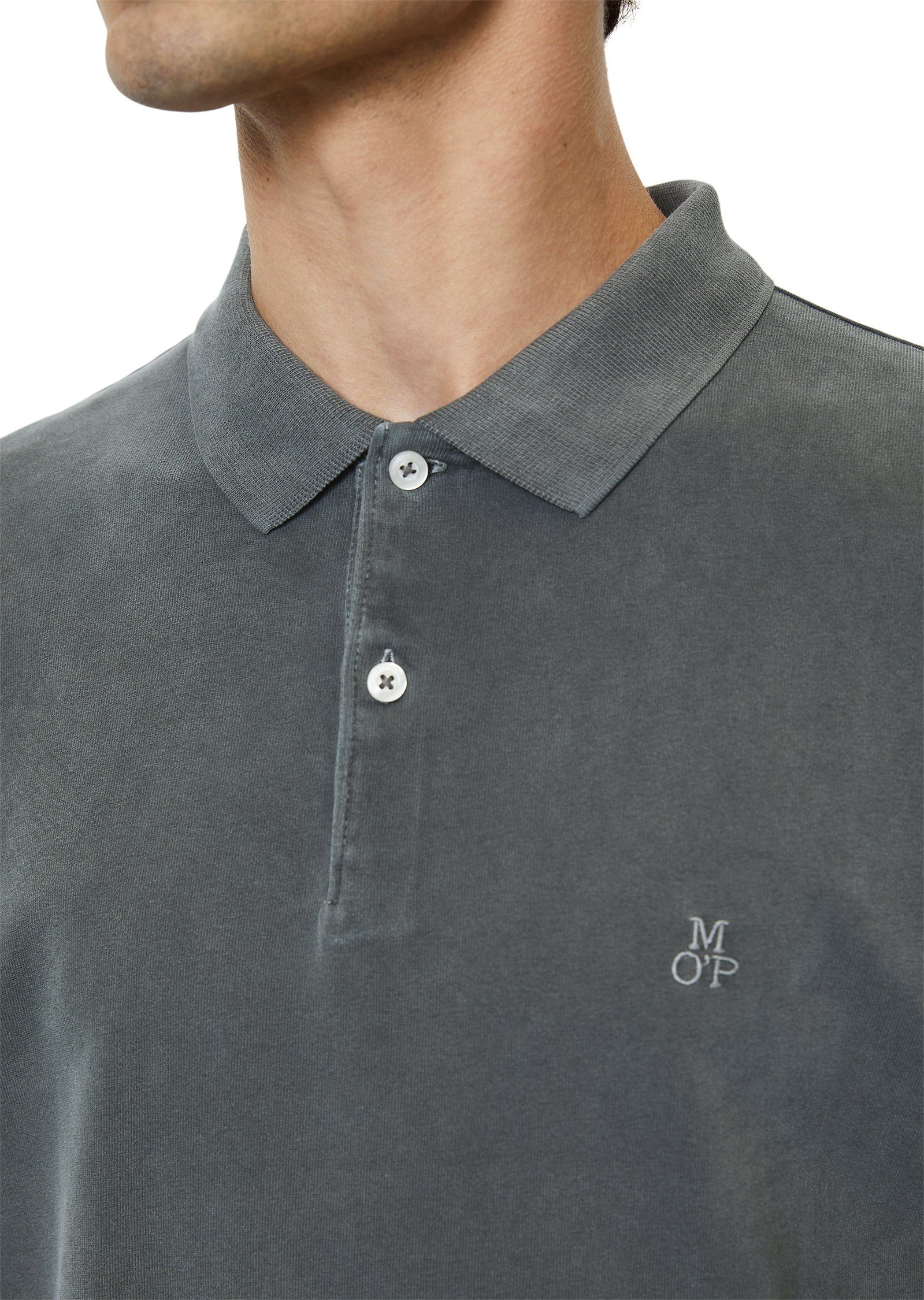 O'Polo Soft-Touch-Jersey-Qualität in grau Langarm-Poloshirt schwerer Marc