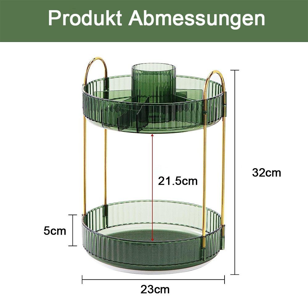 Kosmetikbox Make 360° NUODWELL Schmink Grün Make-Up Organizer, Aufbewahrung Up Organizer Drehbar