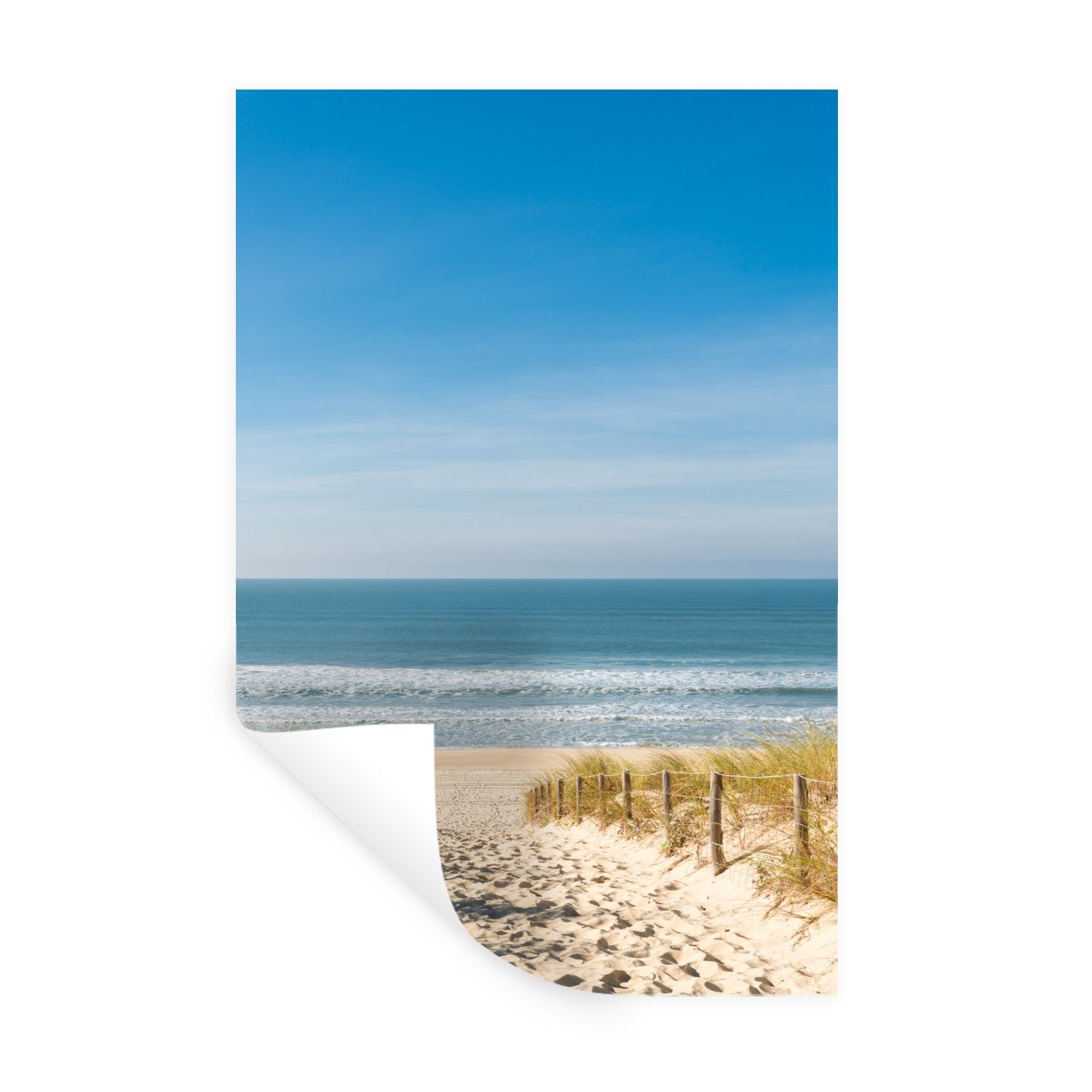 MuchoWow Wandsticker Strand - Meer - Düne - Sand - Sommer (1 St), Wandaufkleber, Wandtattoo, Selbstklebend, Wohnzimmer, Schlafzimmer