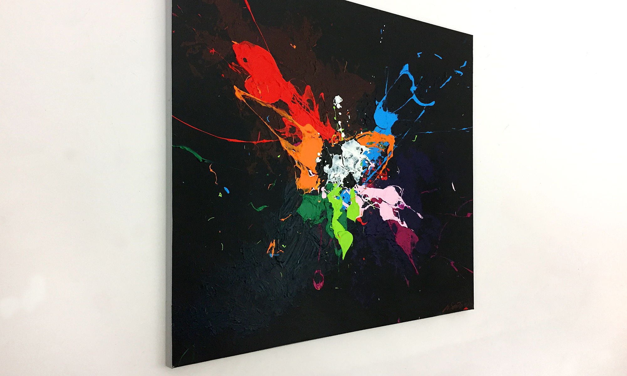 WandbilderXXL Gemälde Space Bomb 90 x 80 cm, Abstraktes Gemälde, handgemaltes Unikat