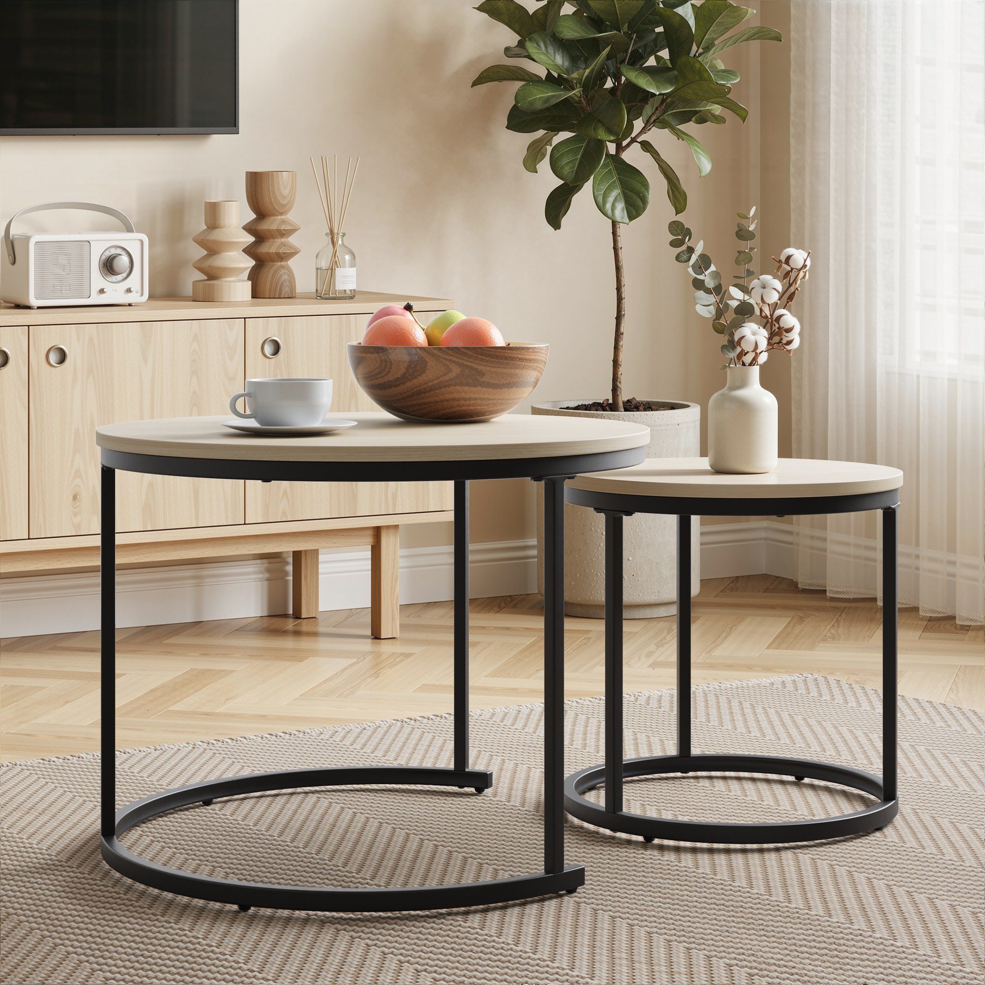 LIVIHOME Beistelltisch MILA (Set, 2-St), Couchtisch-Set, Iron + Particle Board
