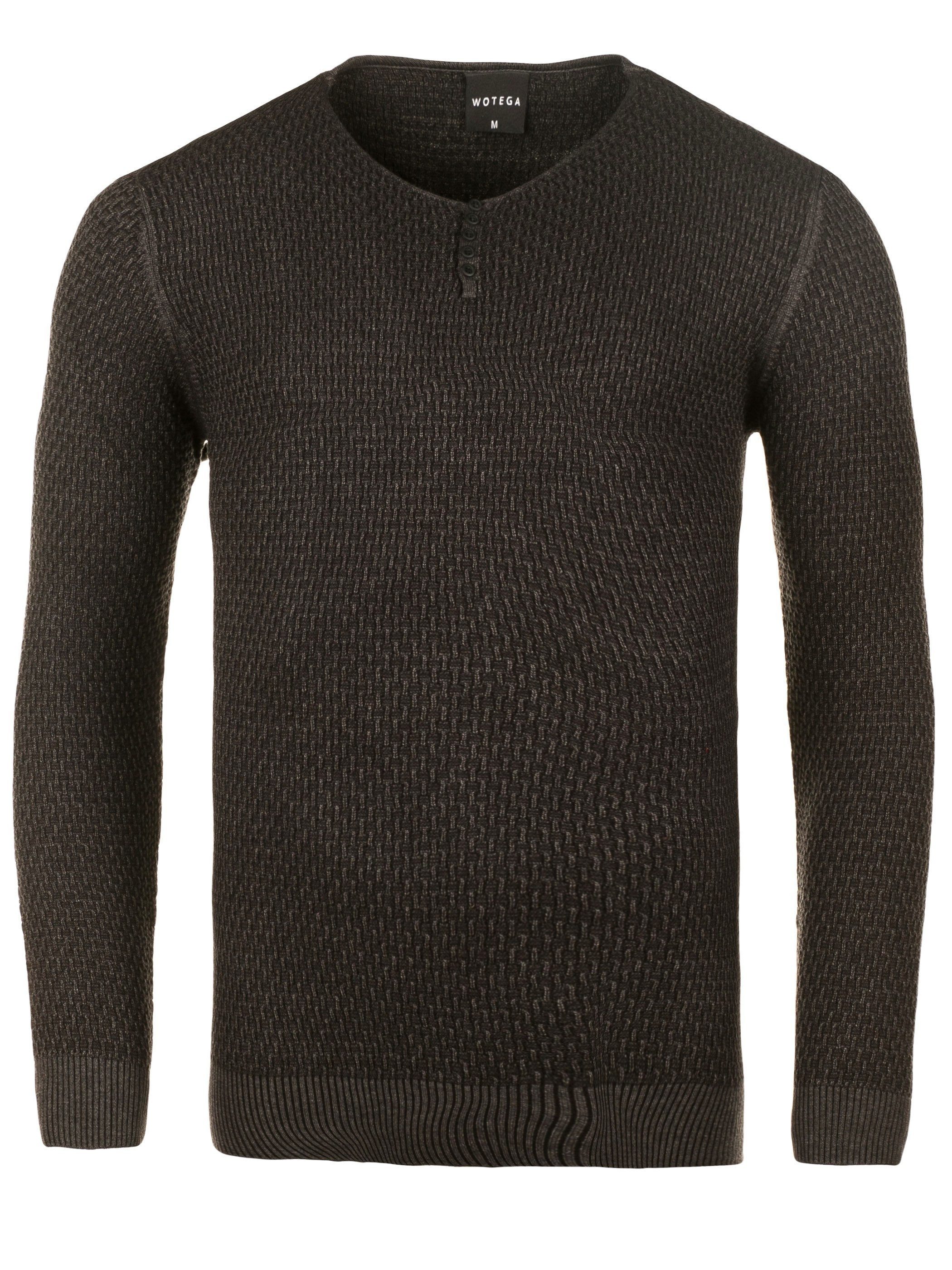 WOTEGA Rundhalspullover Structured Button Sweater Tim