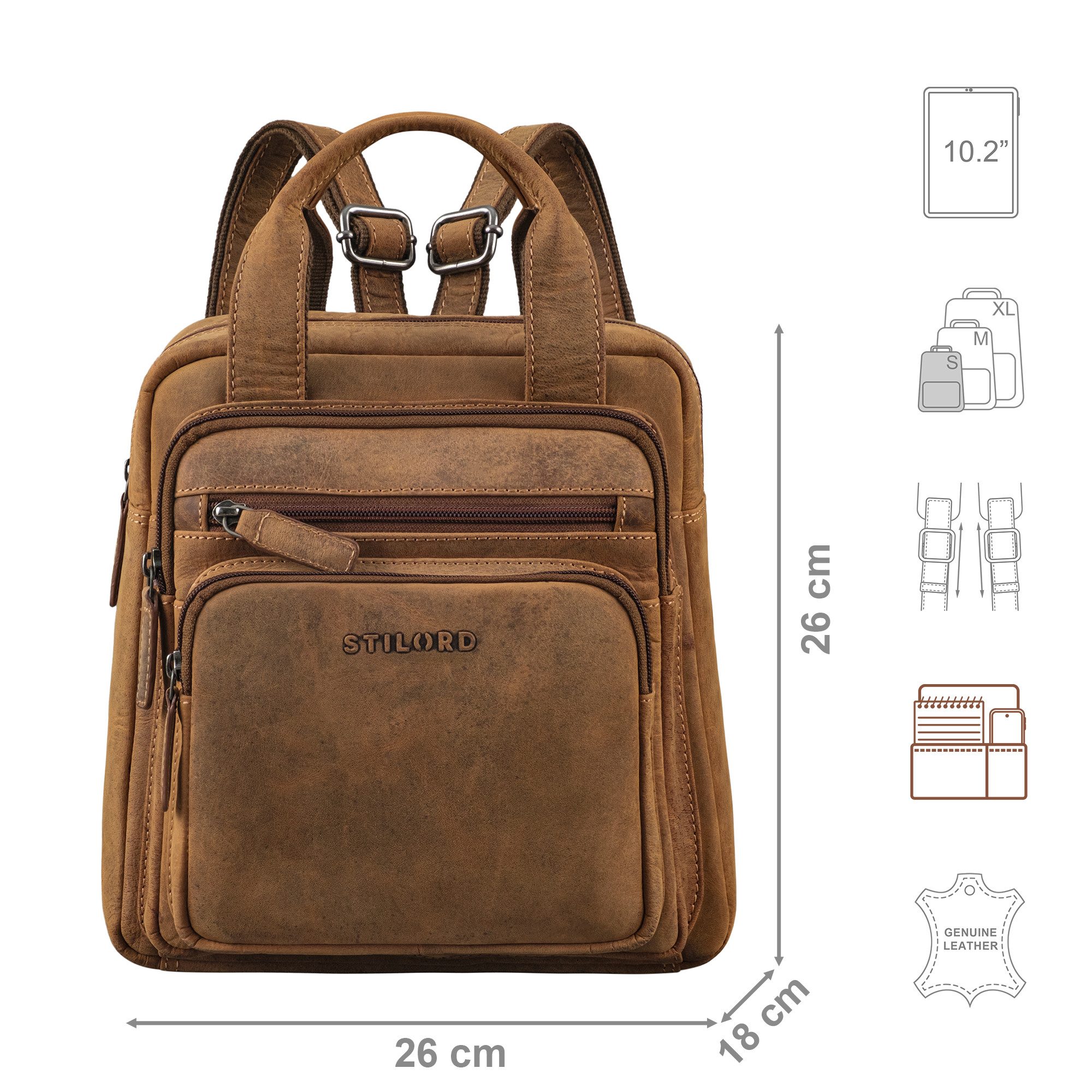 STILORD Cityrucksack "Maple" Rucksack Tasche Damen Echtes Leder mit Henkel klein – Bild 3 von 5