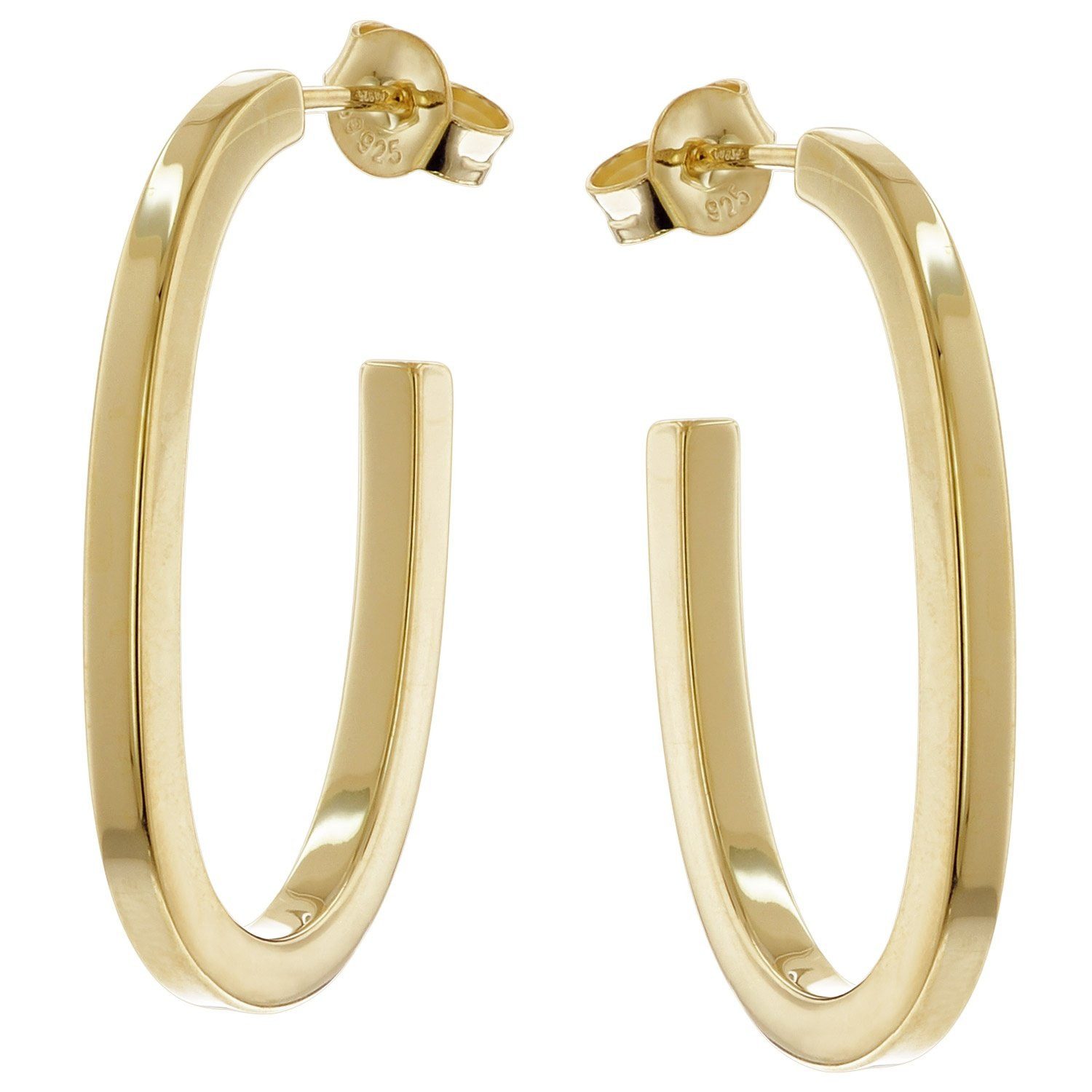 trendor Paar Creolen Damen-Gold auf Silber 925 Steck-30 mm günstig online kaufen