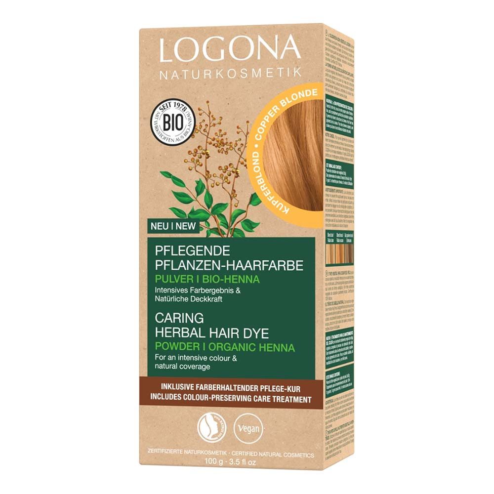 LOGONA Haarfarbe Pflegende Pflanzen-Haarfarbe Pulver - Kupferblond 100g