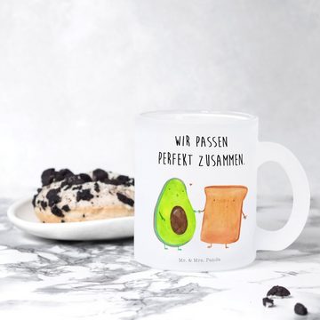 Mr. & Mrs. Panda Teeglas Avocado Toast - Transparent - Geschenk, Glas Teetasse, Vegan, Teetass, Premium Glas, Satinierte Oberfläche