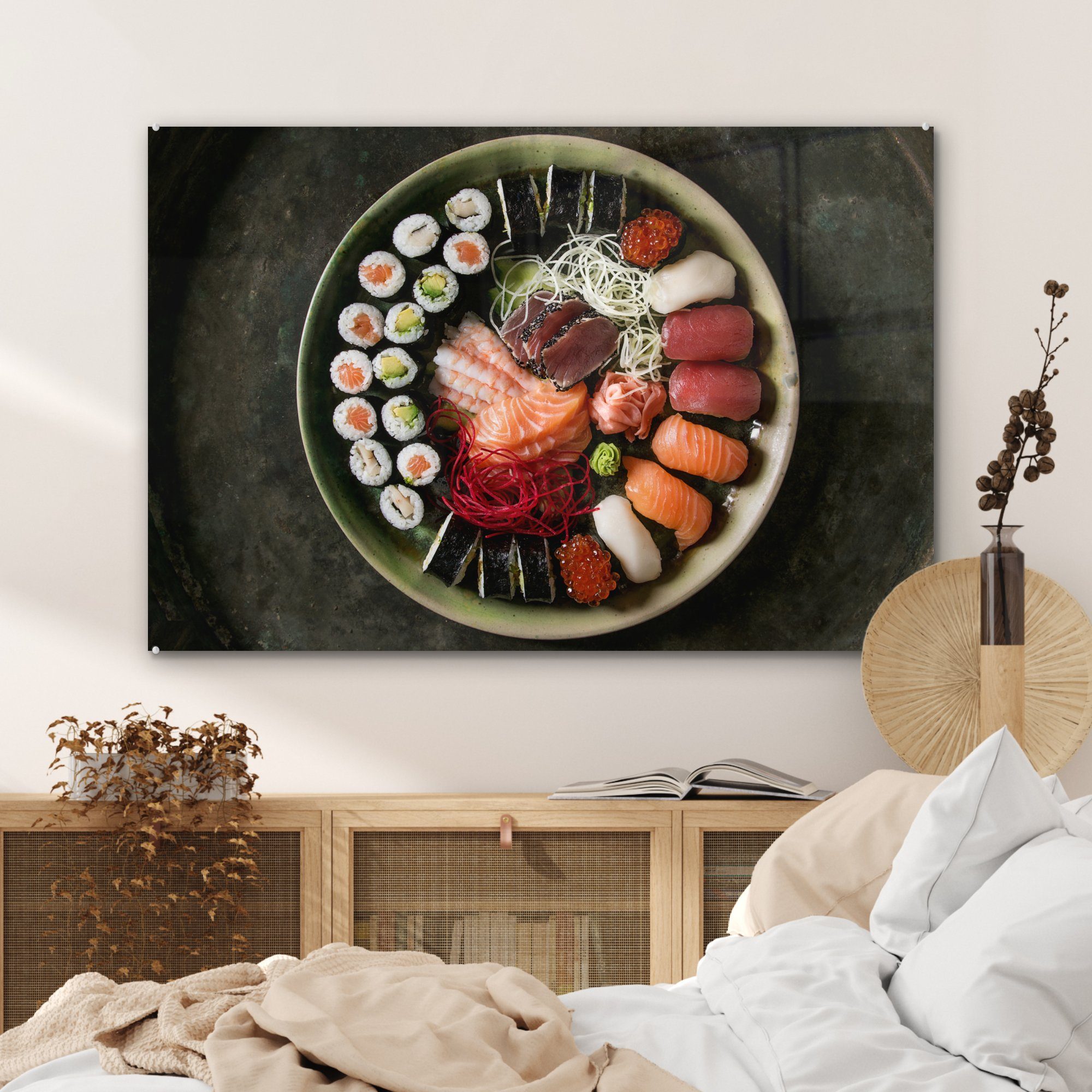MuchoWow Acrylglasbild & St), Schlafzimmer (1 Acrylglasbilder Sushi-Sashimi-Set, Wohnzimmer