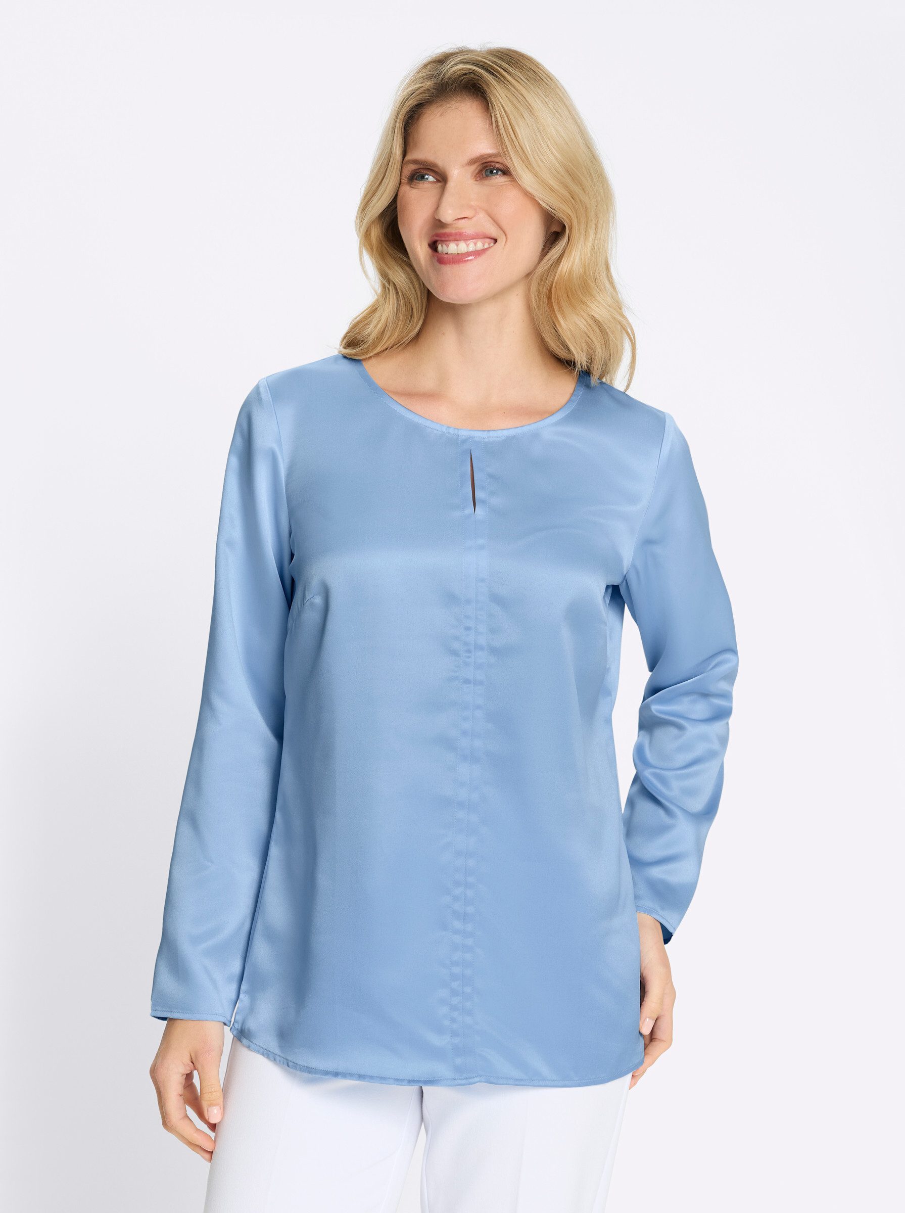 Sieh an! Klassische Bluse Satin-Bluse 3/4-Arm