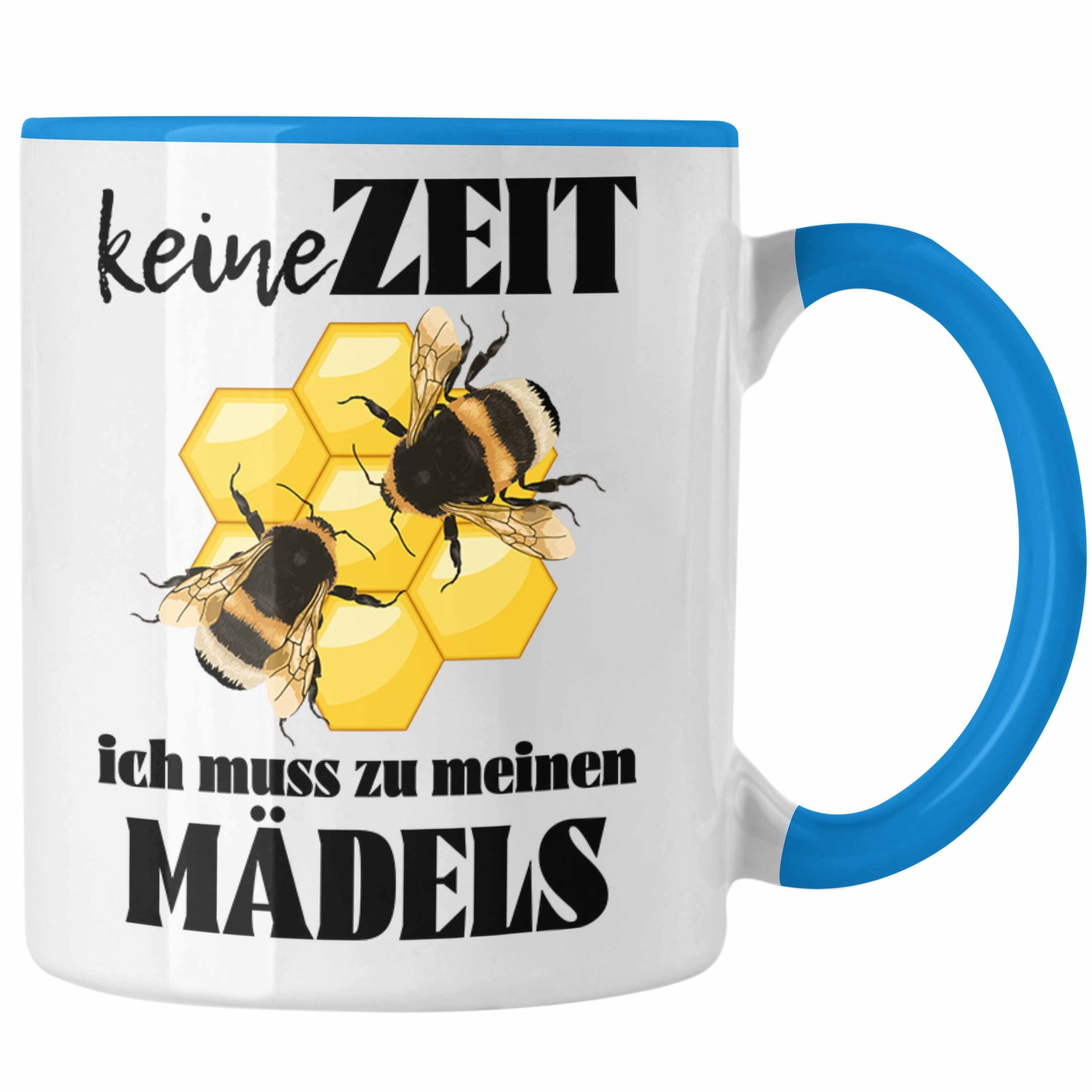 Trendation Tasse Trendation - Kaffeetasse Bienen Tasse Geschenk Geschenkideen Bienenzüchter Imker Zuebhör Blau Bienenzucht