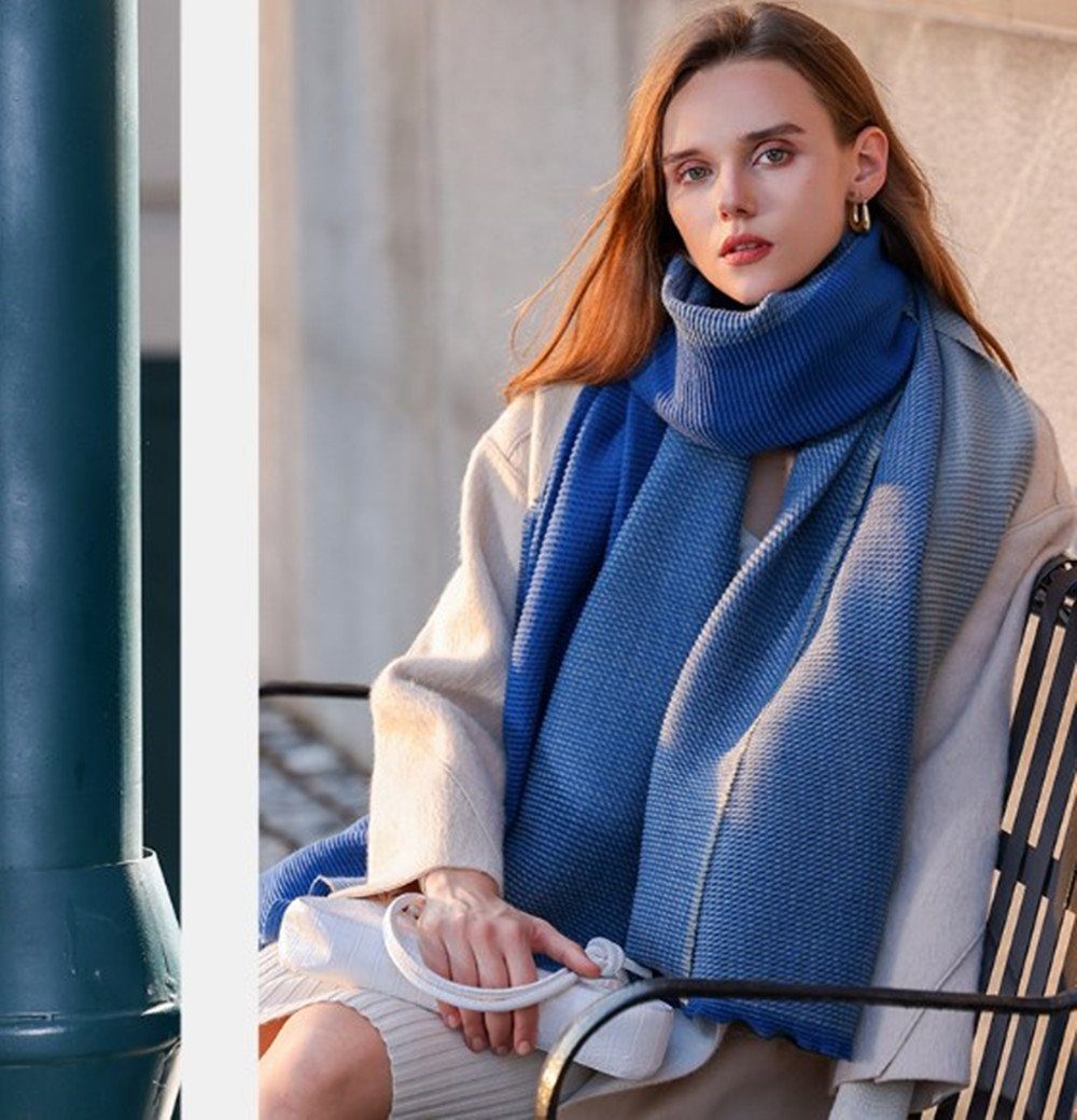 Versand am selben Tag XDeer Modeschal Damen Schal,XL zweiseitige feine Winter verschiedenen Frauen Poncho Halstuch in blue für Linie,Damen Geschenk Qualität, Schal Farben