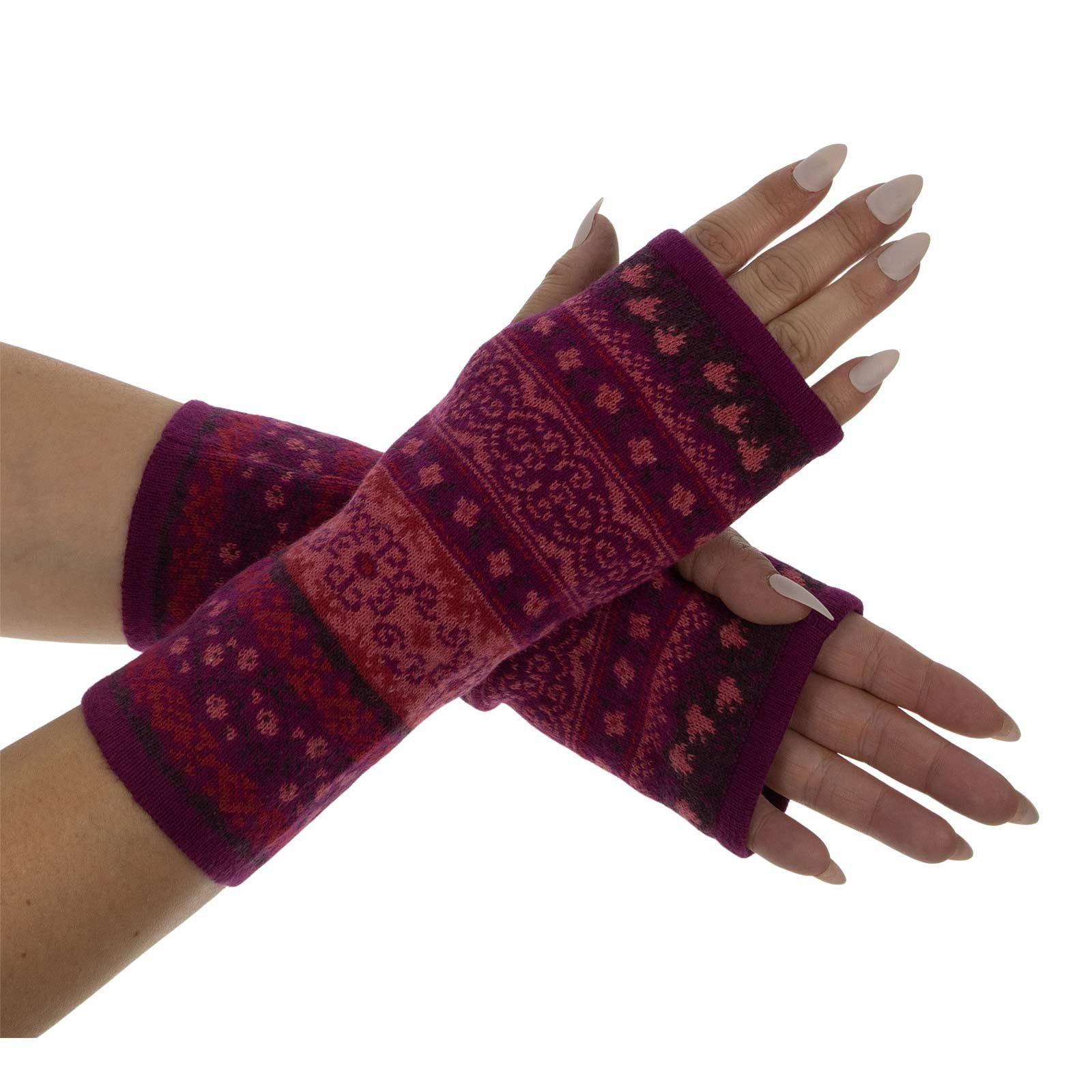 Armstulpen UND Jacquard-Stoff Handschuhe Armstulpen MAGIE extrafeiner Pulswärmer KUNST Handwärmer