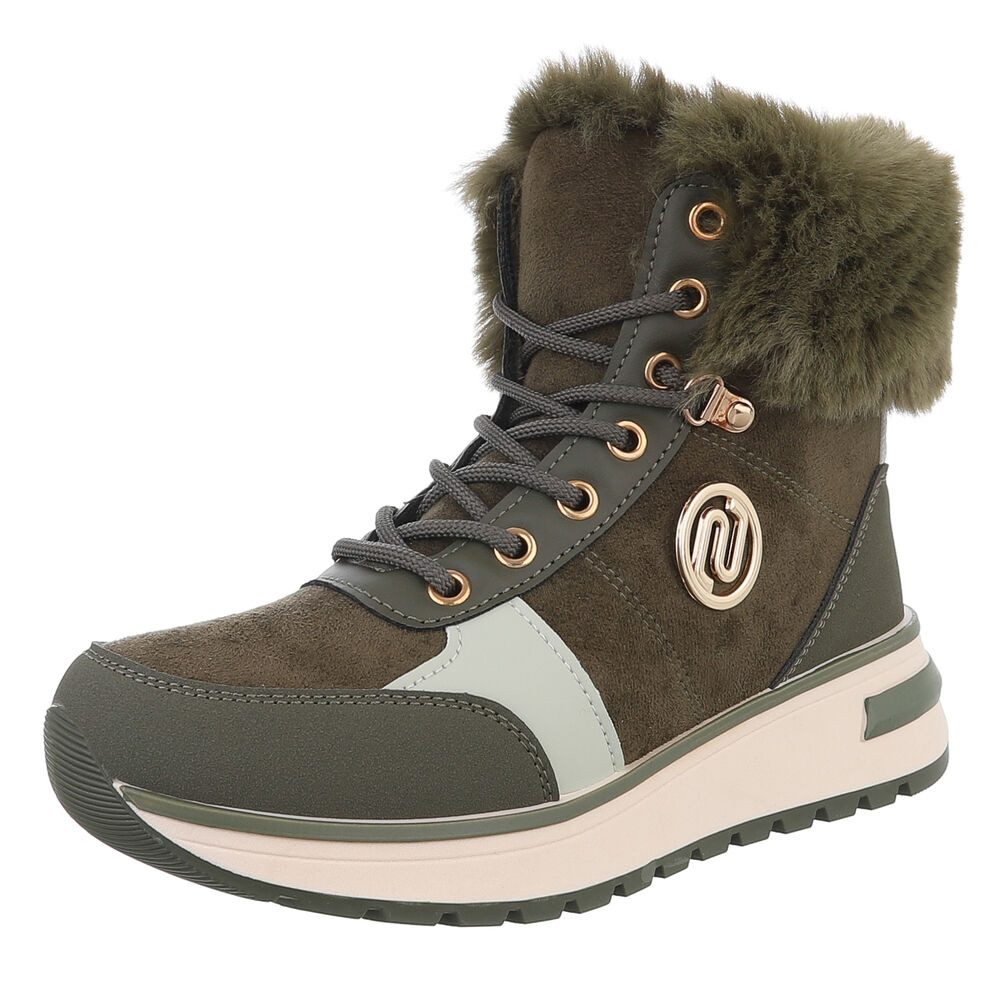 Ital-Design Damen Winterboots mit Futter und modischem Design Schnürstiefel günstig online kaufen