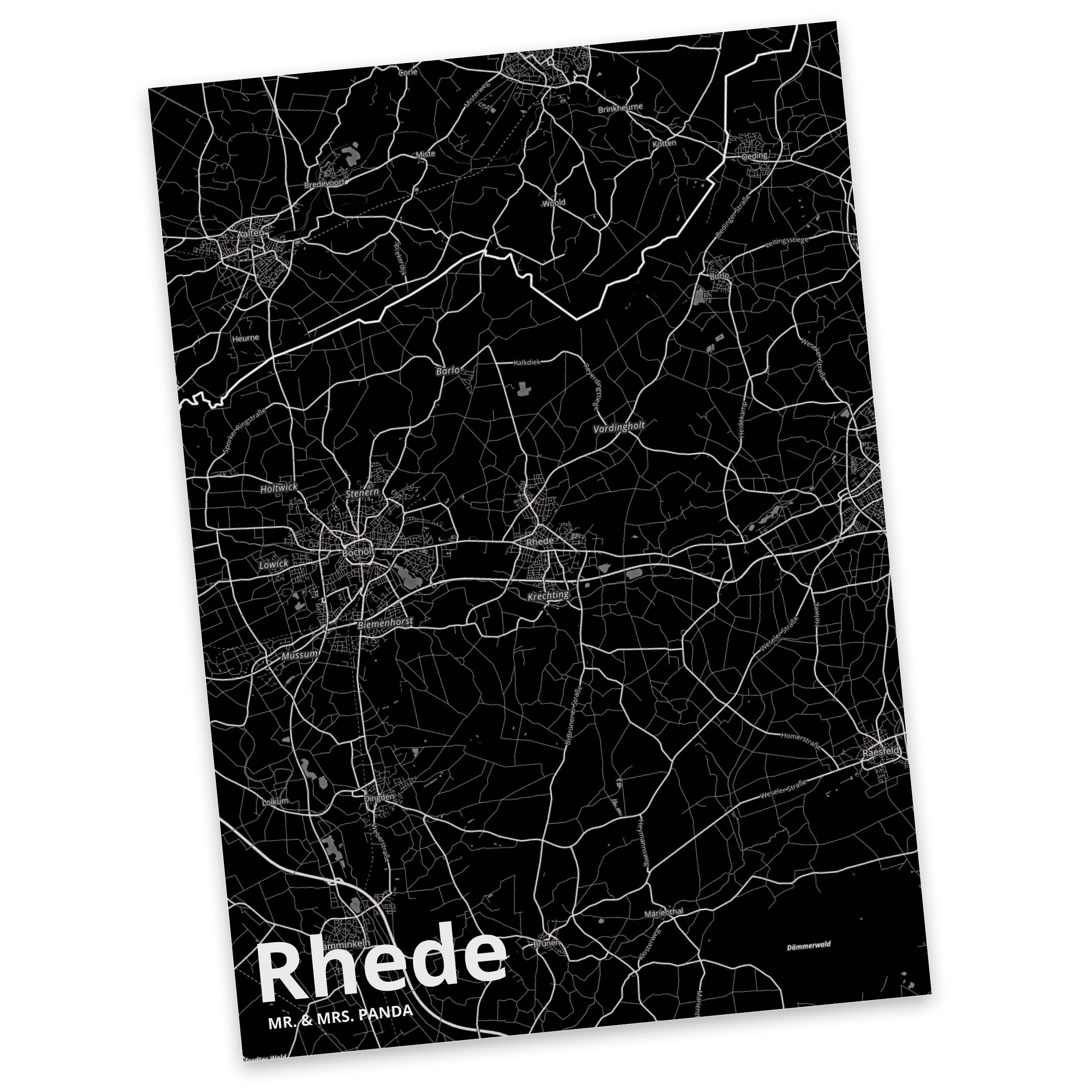 Mr. & Mrs. Panda Postkarte Rhede - Geschenk, Ort, Stadt, Dankeskarte, Karte, Einladung, Ansichts