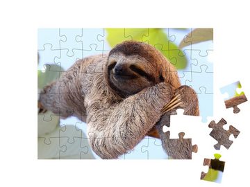puzzleYOU Puzzle Glückliches Faultier hängt am Baum, 48 Puzzleteile, puzzleYOU-Kollektionen Tiere, 500 Teile, Faultiere, 2000 Teile
