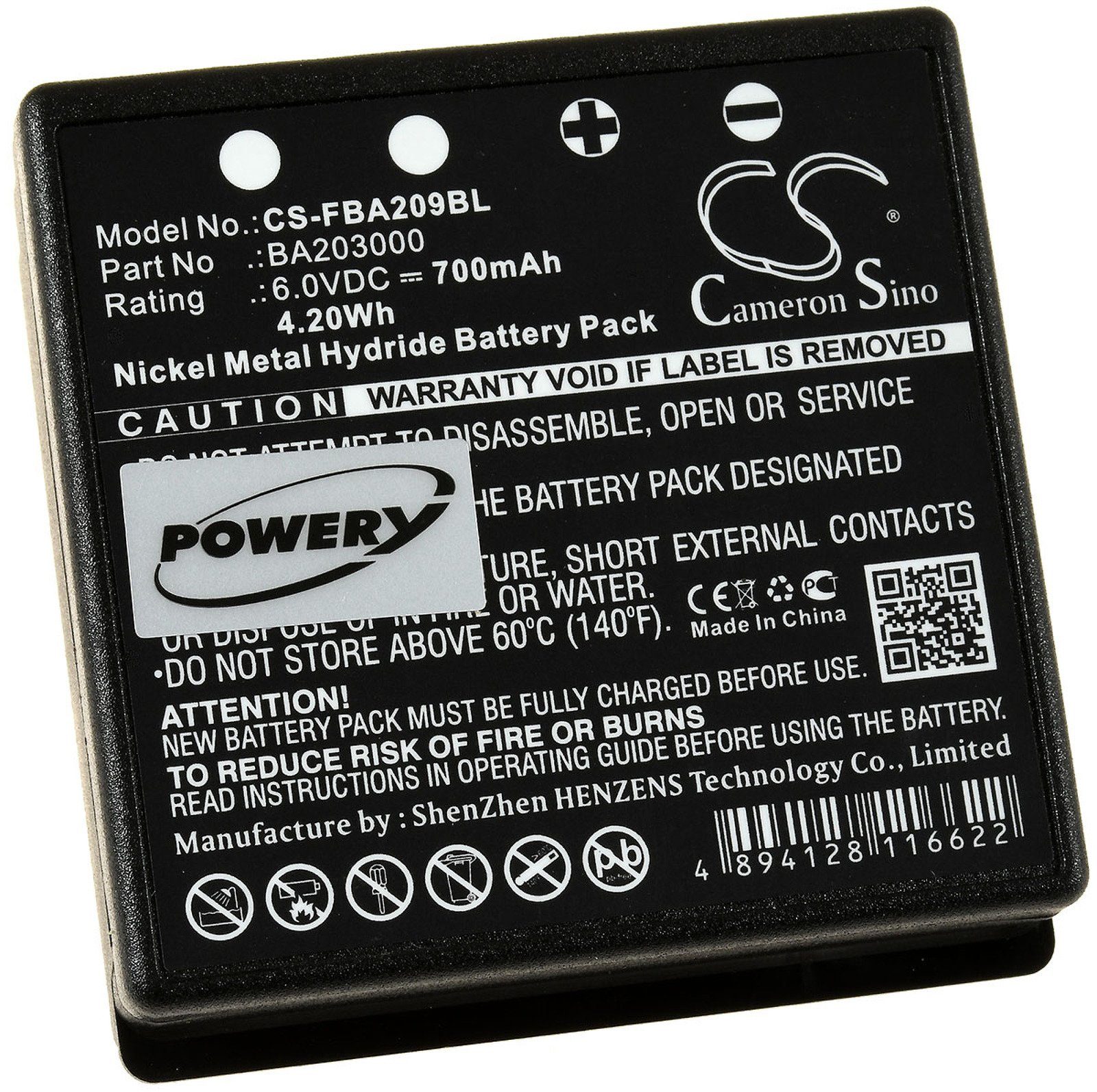 Powery Akku für HBC Typ BA209062 Akku 700 mAh (6 V)