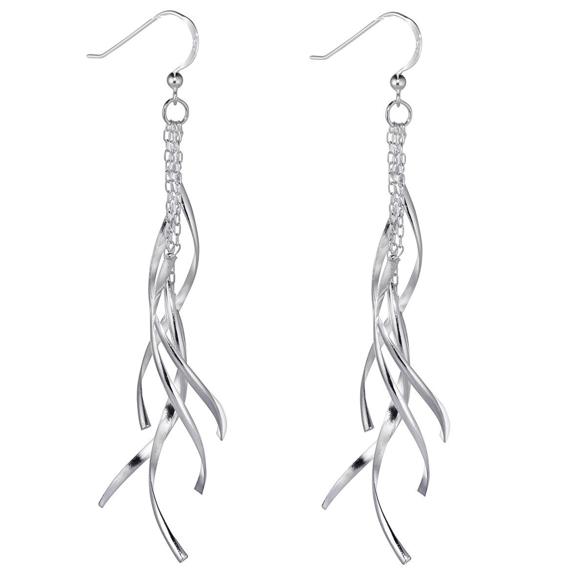 Materia Paar Ohrhänger Damen Ohrringe Spirale lang SO-93, 925 Sterling Silber, rhodiniert