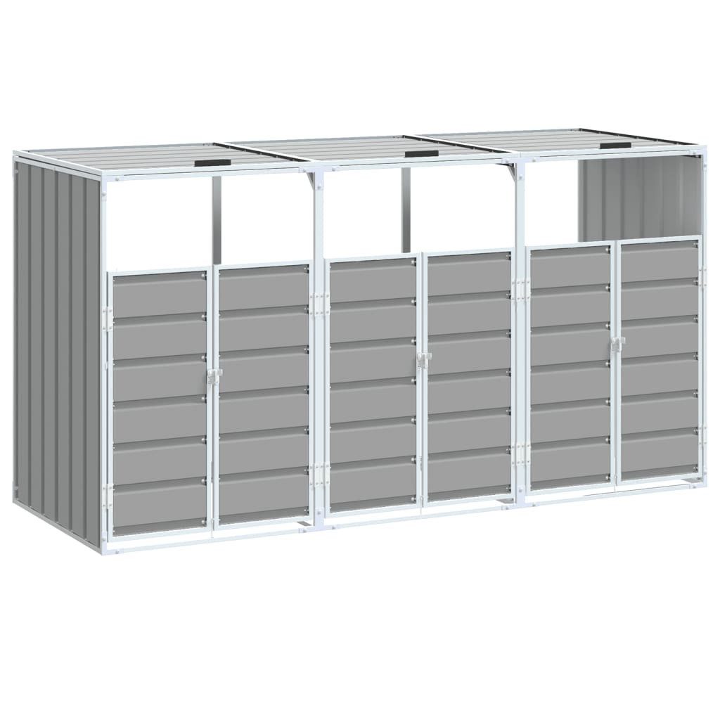 vidaXL Mülltonnenbox NA Mülltonnenverkleidung aus Stahl für 3 Tonnen Grau 216x81x115 cm eBa