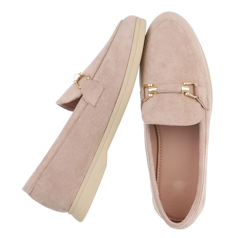 Ital-Design Elegante Loafers für Damen mit Komfort und stilvollem Design Slipper (91117134) Blockabsatz Mokassins in Beige