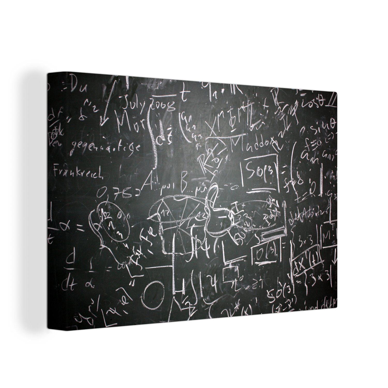 OneMillionCanvasses® Leinwandbild Formeln auf einer schwarzen Kreidetafel, (1 St), Wandbild Leinwandbilder, Aufhängefertig, Wanddeko, 30x20 cm