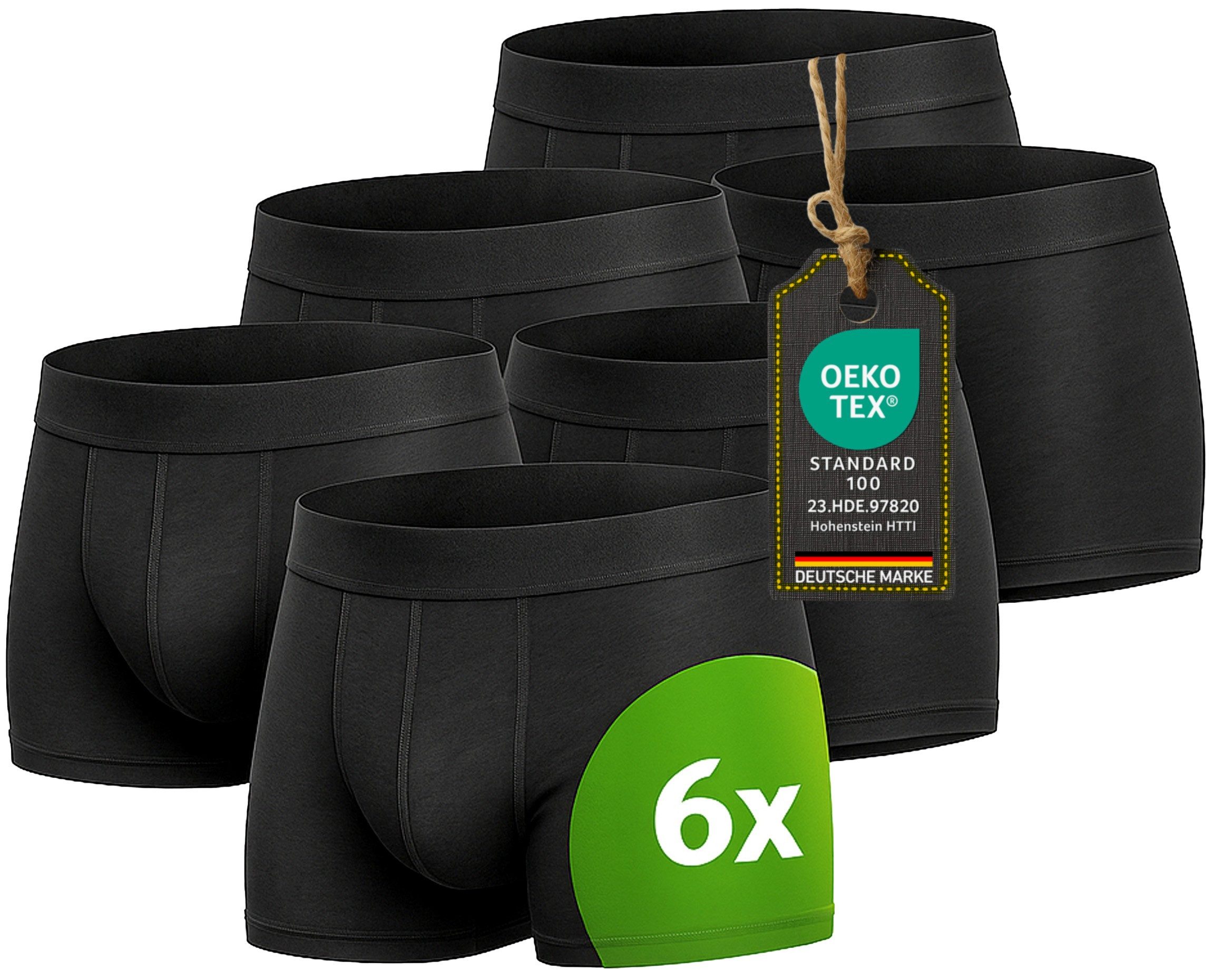 Kemes Boxershorts Unterhosen Herren mit ÖKO-TEX Boxershorts Unterwäsche Männer (Set, 6er-Pack) kein kratzendes Etikett