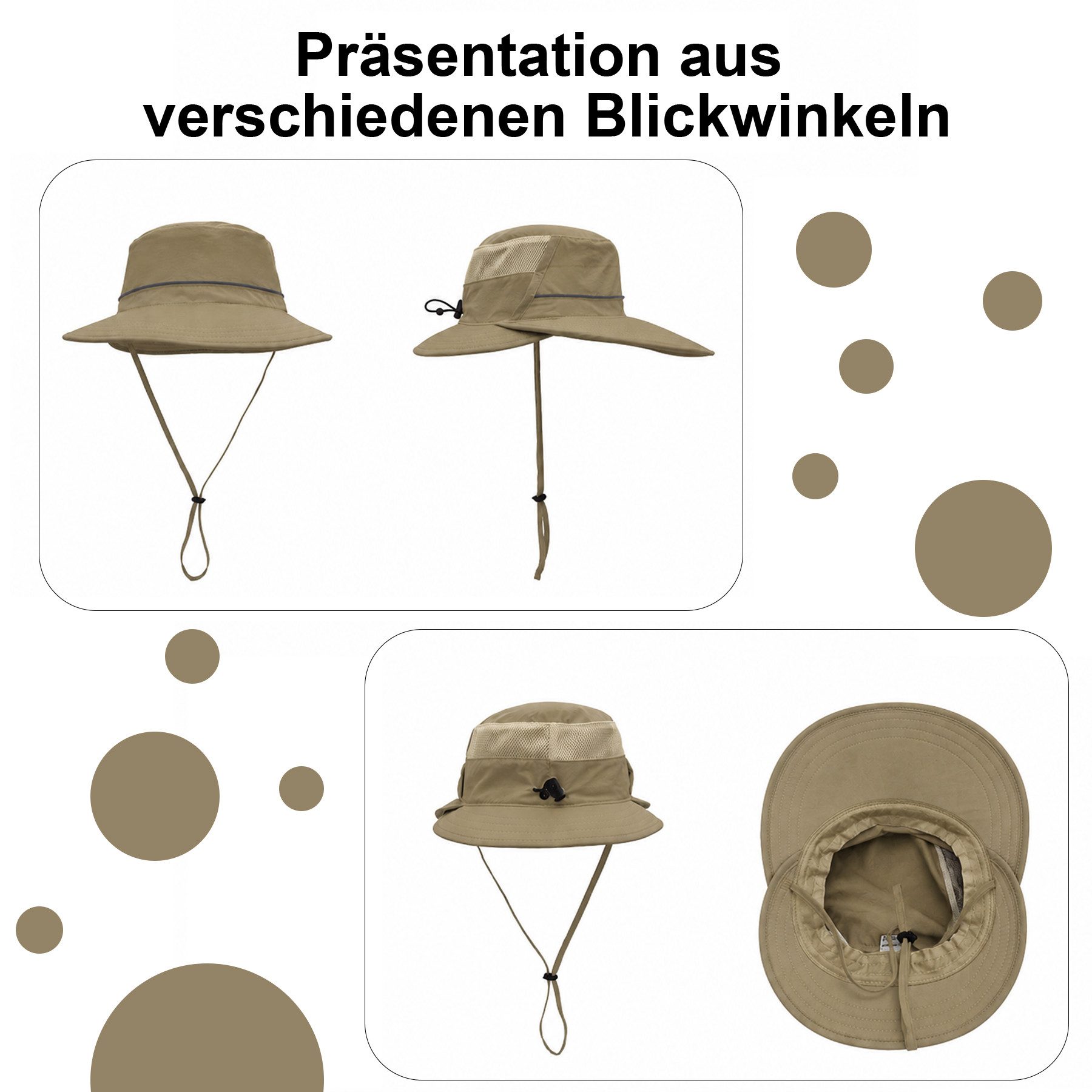 Mutig Sonnenhut UPF 50 Sonnenhüte mit breiter Krempe, UV-Schutz,Safari-Hut,Sommer-Mesh (Sonnenhut Herren Damen Gartenhut zum Angeln, Wandern, Boonie-Hüte, Breiter, Outdoor, mit Kinnriemen, wasserdicht, Krempe, atmungsaktiv) für Outdoor-Abenteuer, Wandern, Angeln, Safari, leicht verstaubar