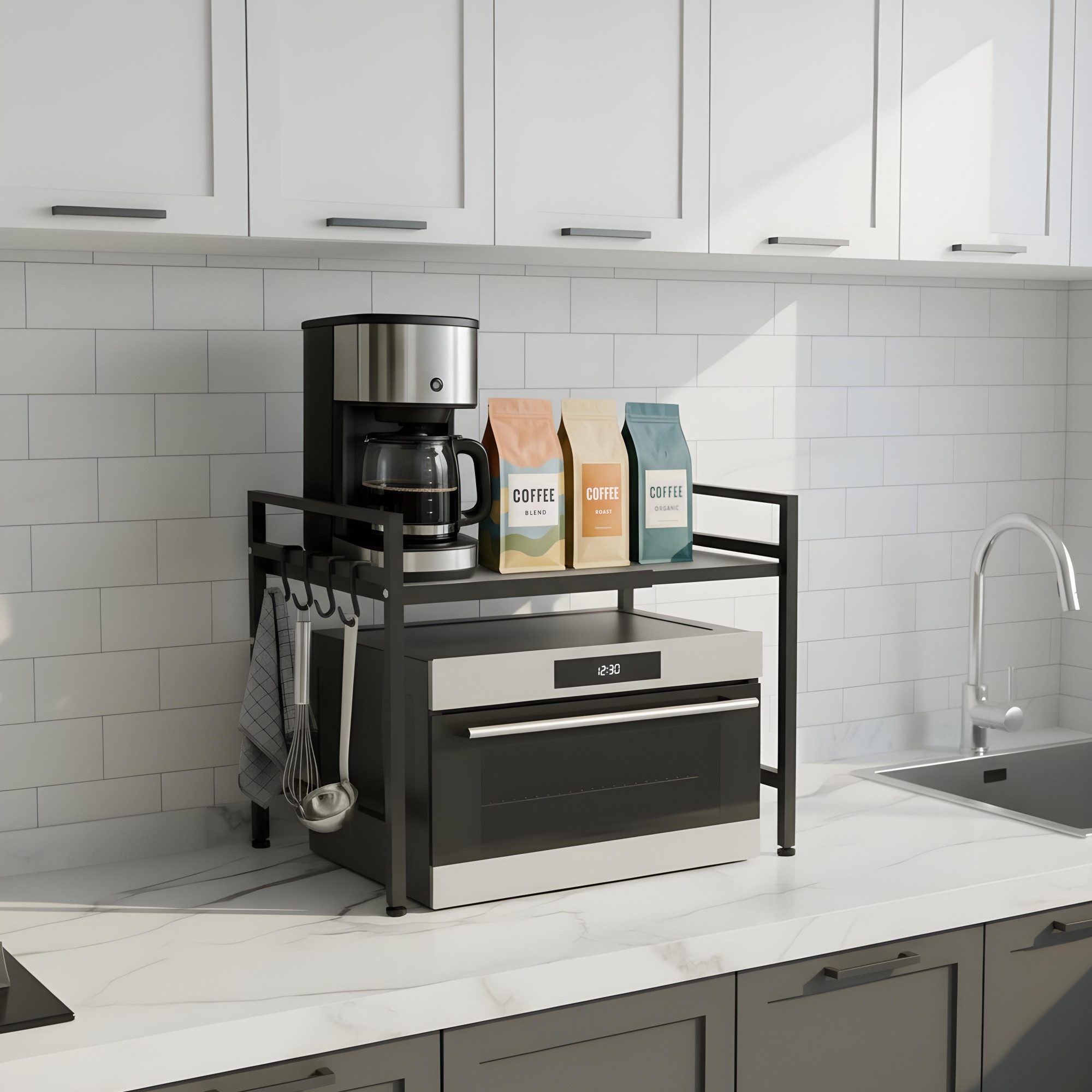 Cozyvibe Standregal [Test SEHR GUT] Mikrowellenregal für die Küche 2-Stufig günstig online kaufen