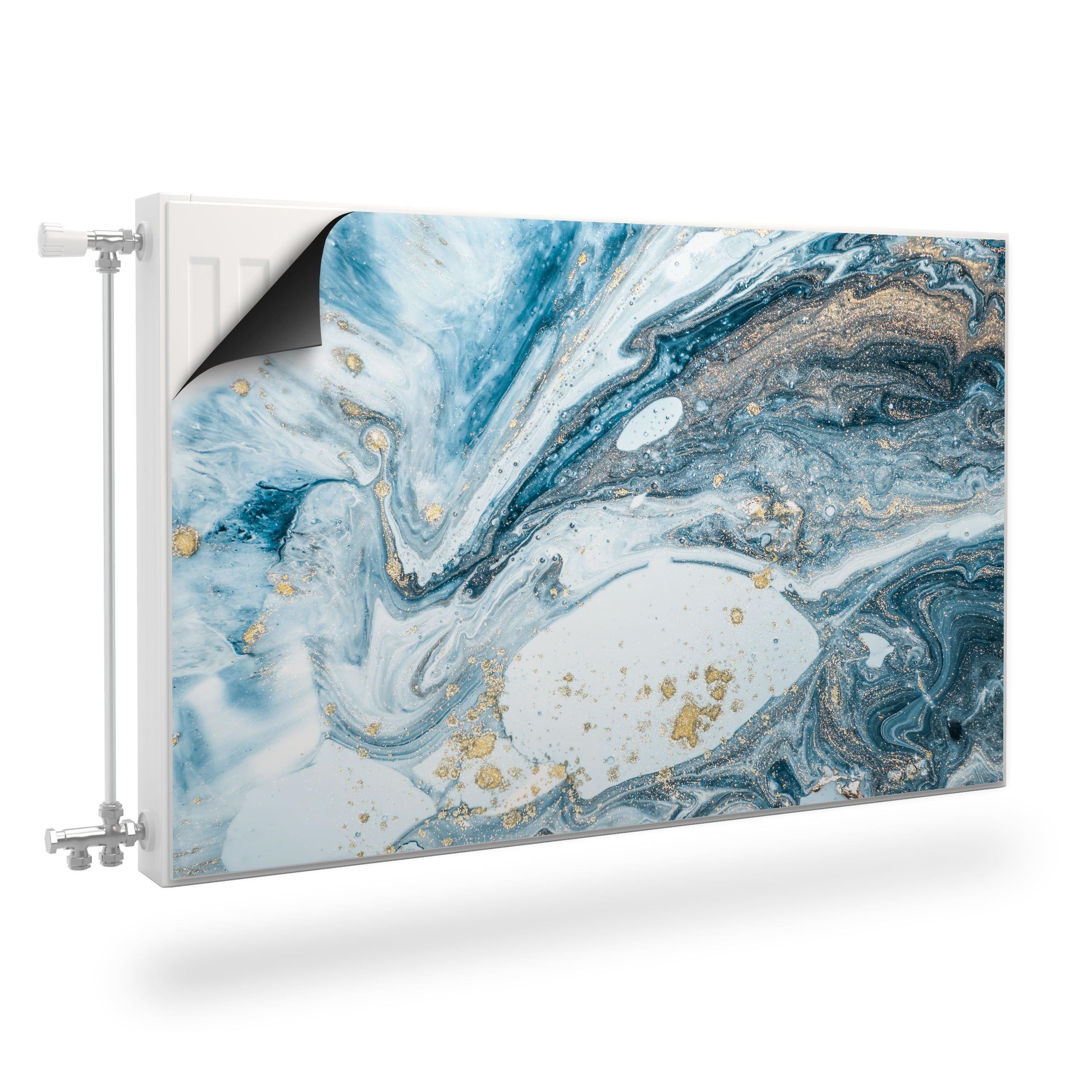 Muralo Magnetfolie Heizkörperverkleidung Blauer Marmor – Heizkörperabdeckung magnetisch, 80x60 cm, abriebfest, abwischbar