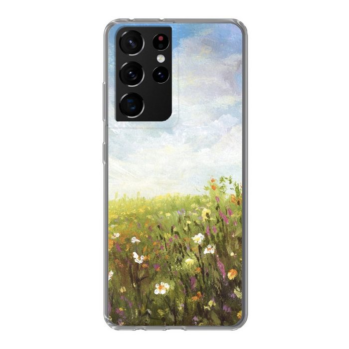MuchoWow Handyhülle Sommer - Blumen - Ölfarbe Phone Case Handyhülle Samsung Galaxy S21 Ultra Silikon Schutzhülle