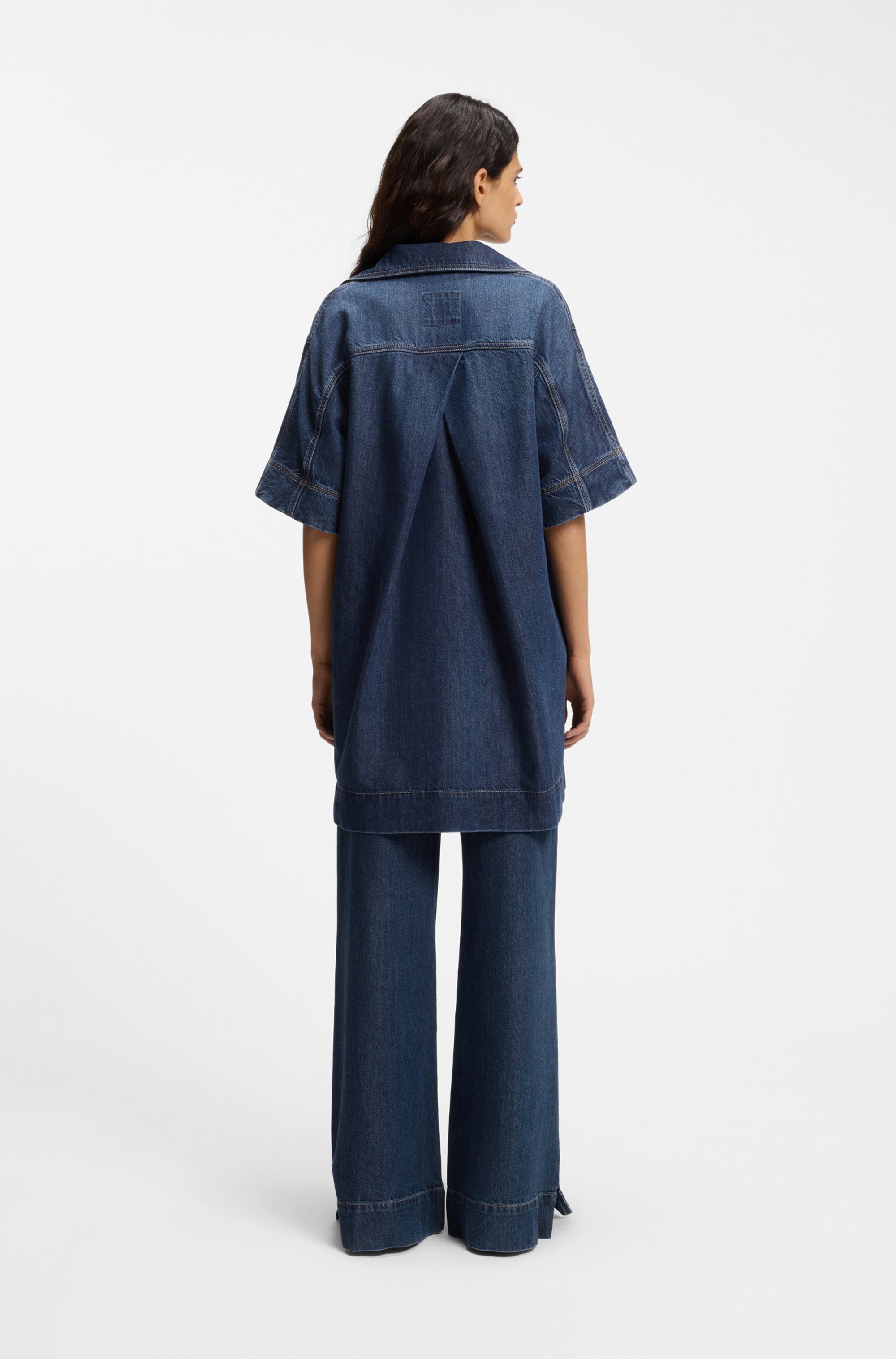 BOSS ORANGE Polokleid POLO DRESS Premium Damenmode im Denim-Look, weite Ärmel