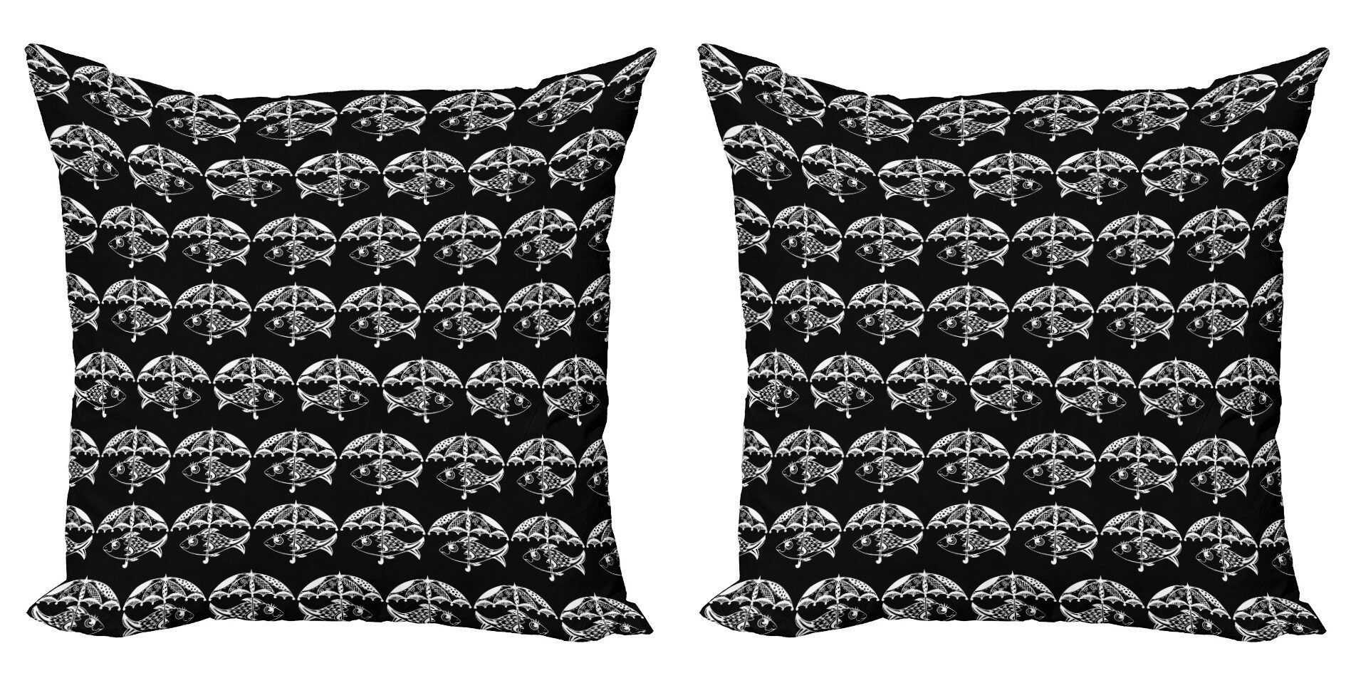 Kissenbezüge Modern Accent Doppelseitiger Digitaldruck, Abakuhaus (2 Stück), Fisch Meerestiere und Regenschirme
