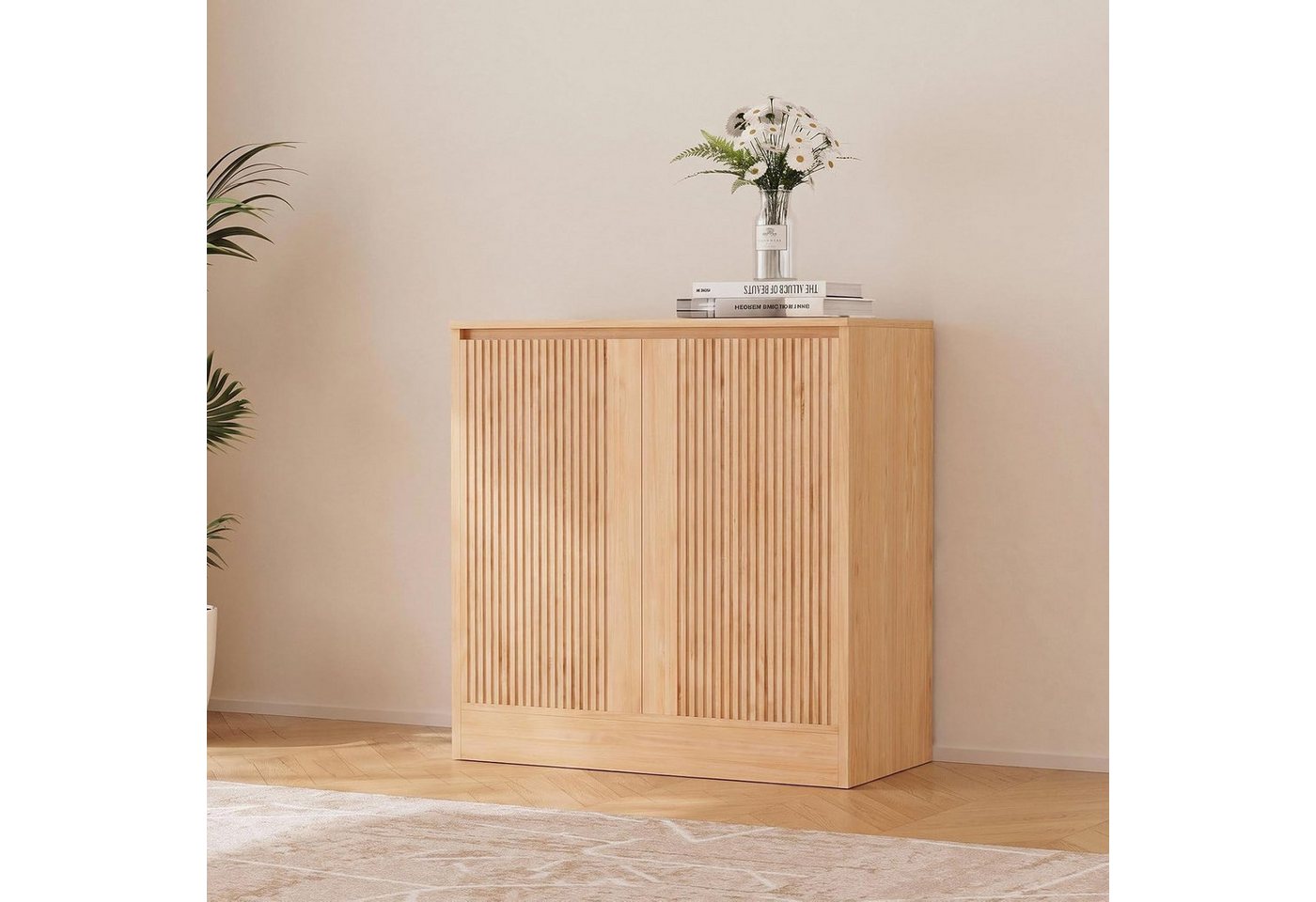VOWNER Sideboard mit 2 Holztüren, Kommode mit Arbeitsplatte, Küchenschrank (1 St), Buffetschrank, TV Board, Aufbewahrungsschrank, 40 x 80 x 80 cm