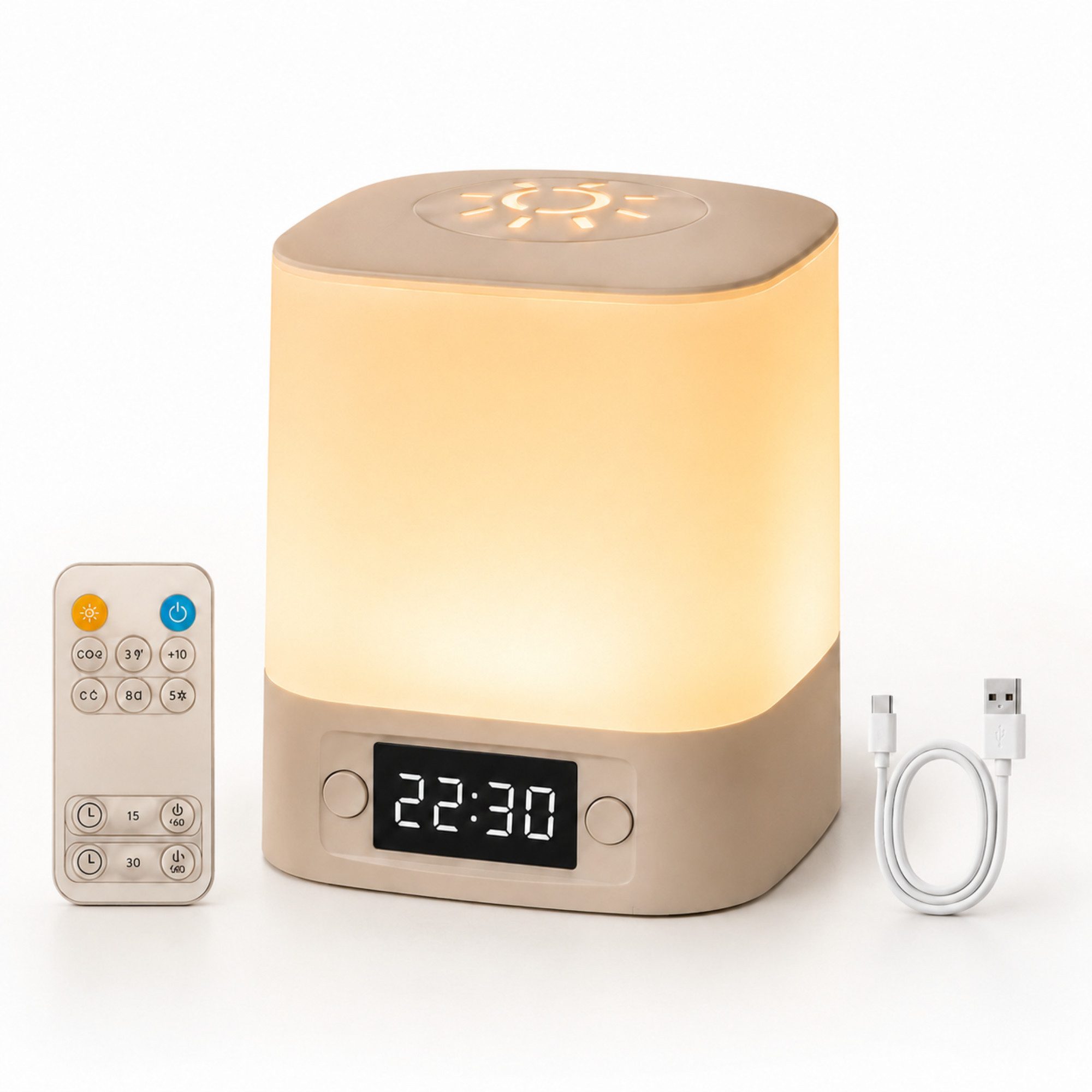 Luckice LED Nachttischlampe LED Nachtlicht,Touch-Lampe,Tisch-Nachttischlampen,Schlafzimmer Lampe, Soft Light Touch Tischlampe für Augenschutz, Die LED kann nicht ausgetauscht werden., Stufenloses Dimmen,Dreifarbig einstellbar, mit Touch-Sensor, Mit Fernbedienung, Mit Uhranzeige