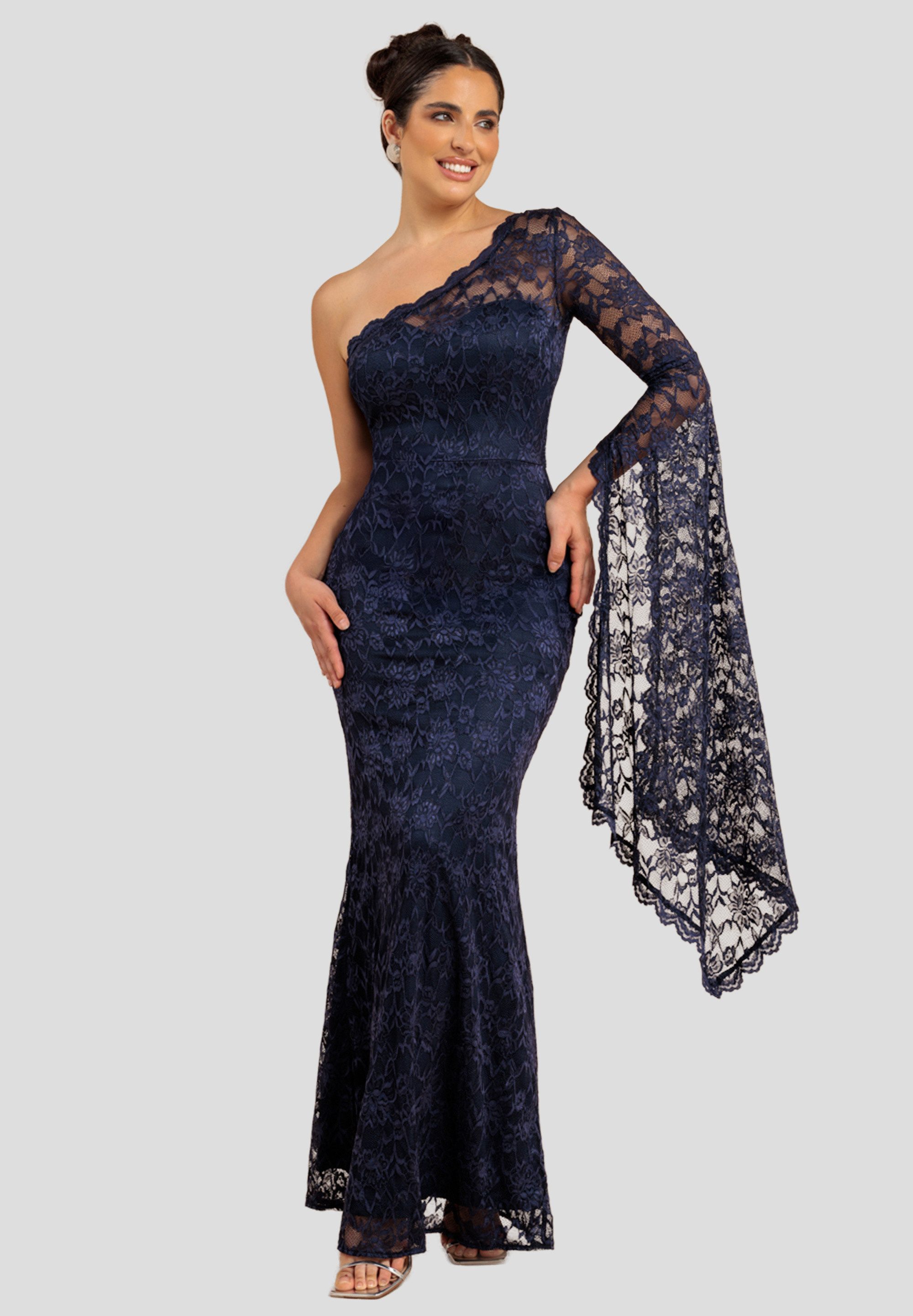 Goddiva Maxikleid One Shoulder Scalloped Neck günstig online kaufen