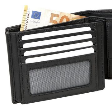 Brown Bear Geldbörse Modell 103 Herren Portemonnaie mit Netzfach, aus Echtleder mit 9 Kartenfächern Farbe Schwarz