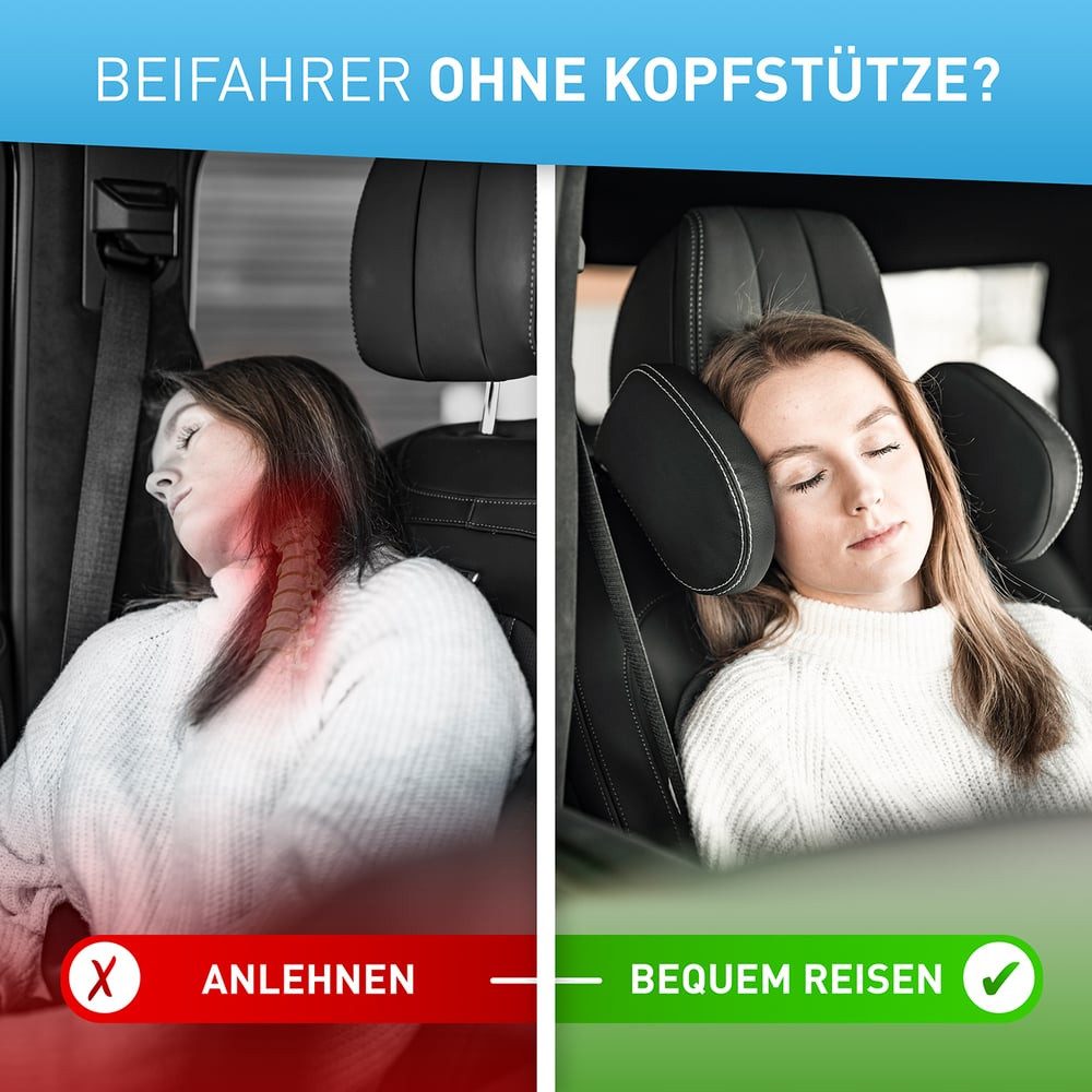 FLIPLINE® Kopfstütze Leder, (1 St), bequemer Halt für längere Autofahrten