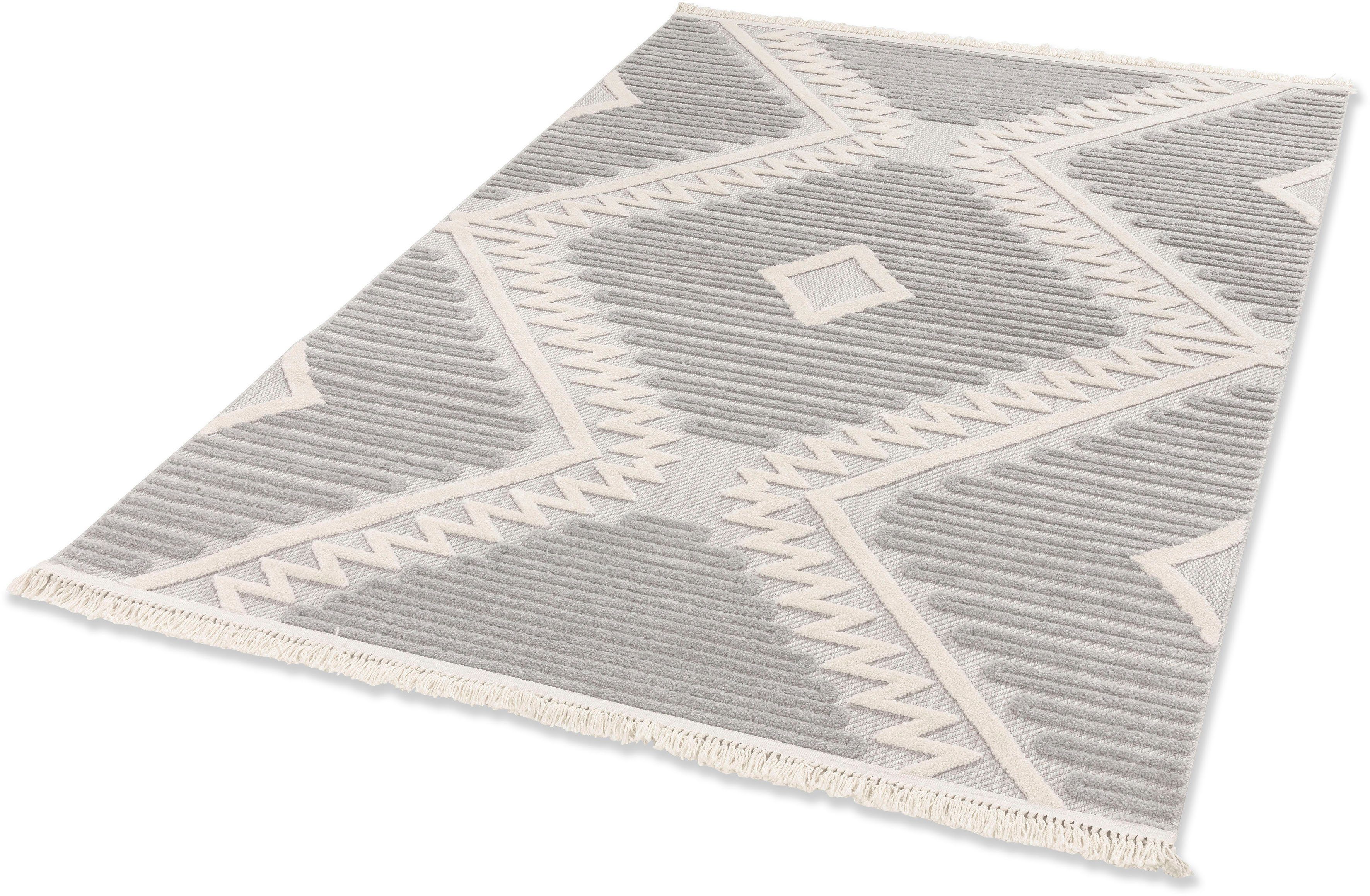 Teppich Summer 6352, SCHÖNER WOHNEN-Kollektion, rechteckig, Höhe: 6 mm, In- und Outdoor geeignet, Hoch Tief Struktur, Robuster Teppich | Kurzflor-Teppiche