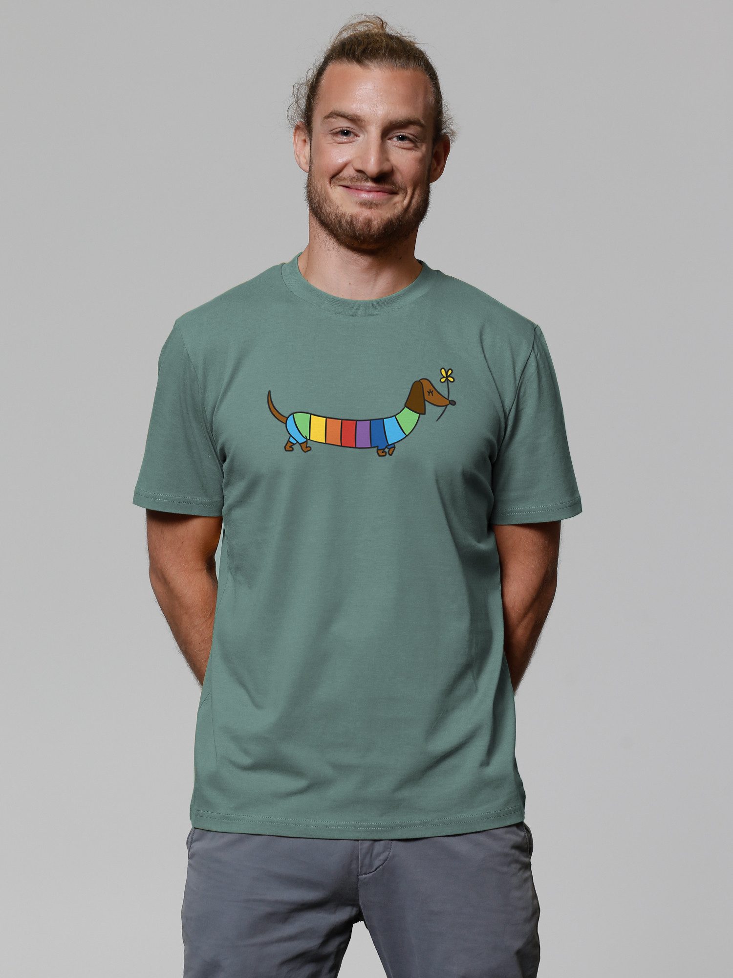 wat? Apparel T-Shirt Regenbogen Dackel