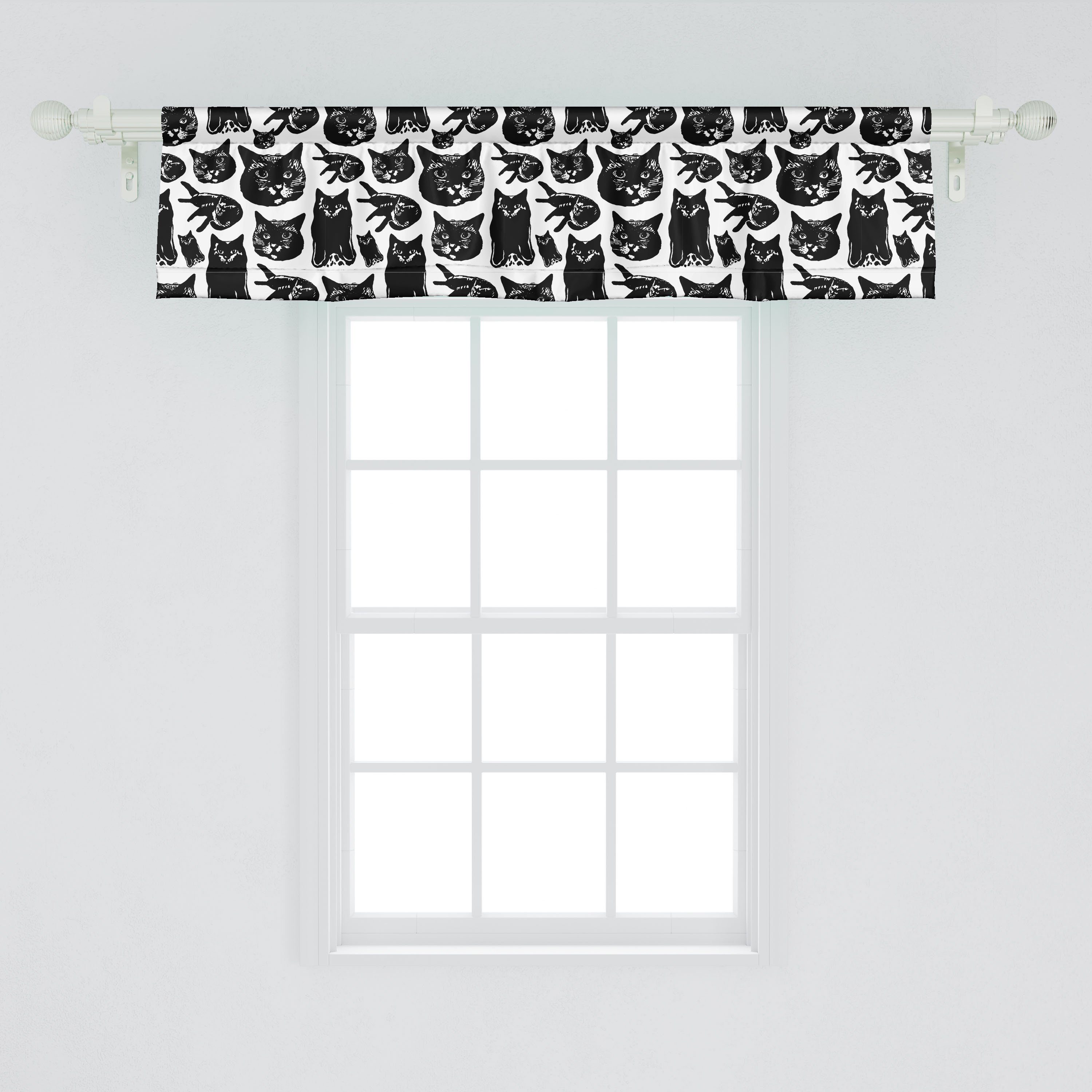 Abakuhaus, Dekor Theme Scheibengardine Volant für Kitty Microfaser, mit Stangentasche, Portraits Schlafzimmer Vorhang Katzenliebhaber Küche