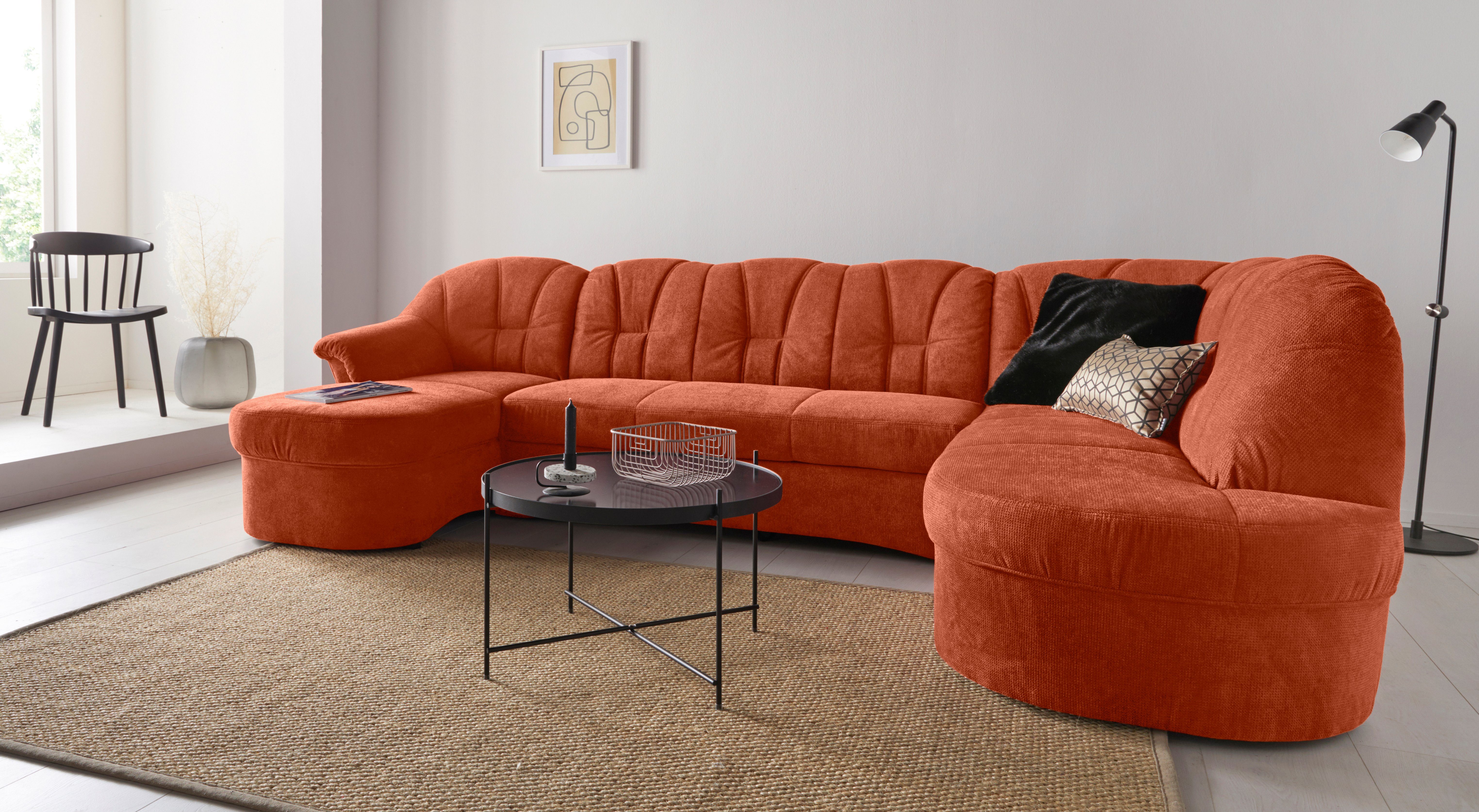 DOMO collection Wohnlandschaft Papenburg U-Form, in großer Farbvielfalt, wahlweise Bettfunktion, frei im Raum stellbar